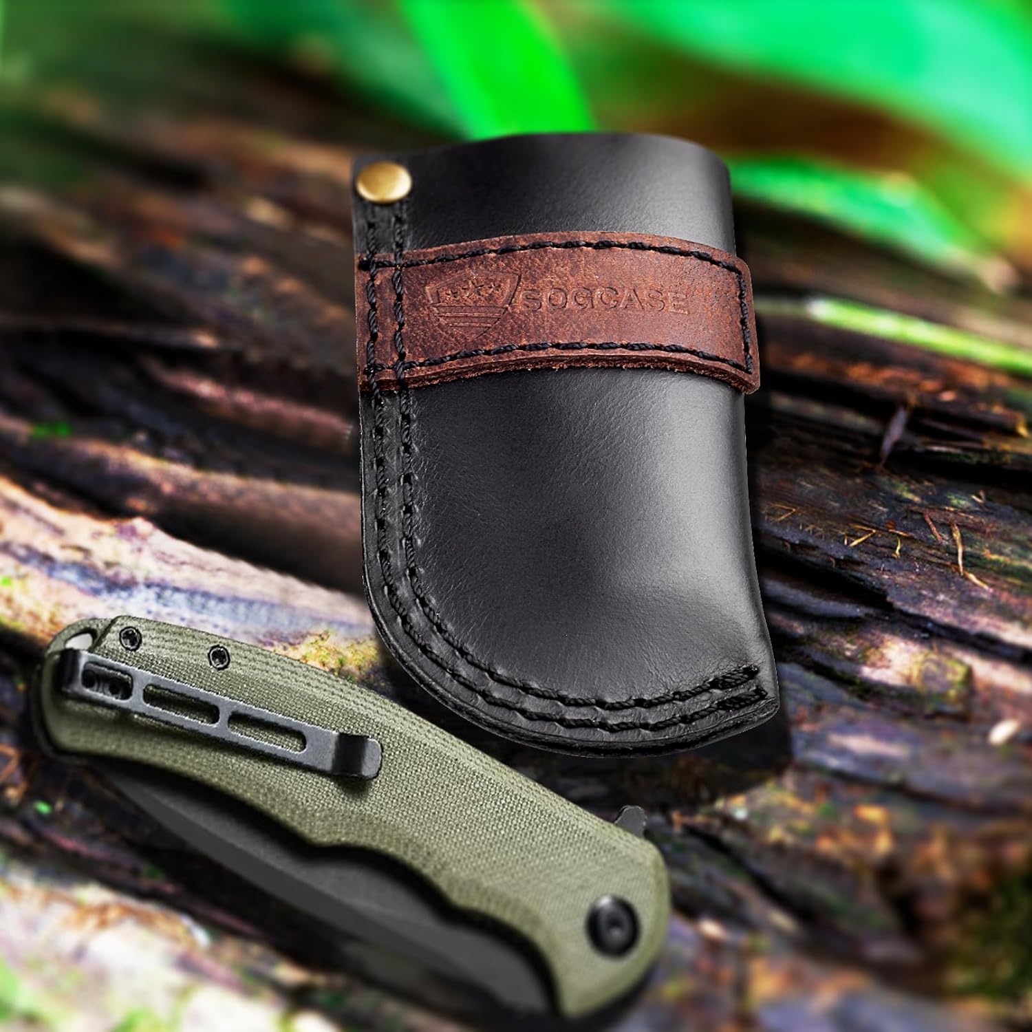 SOGCASE Leather Knife Sheath Belt - Darkbrown
