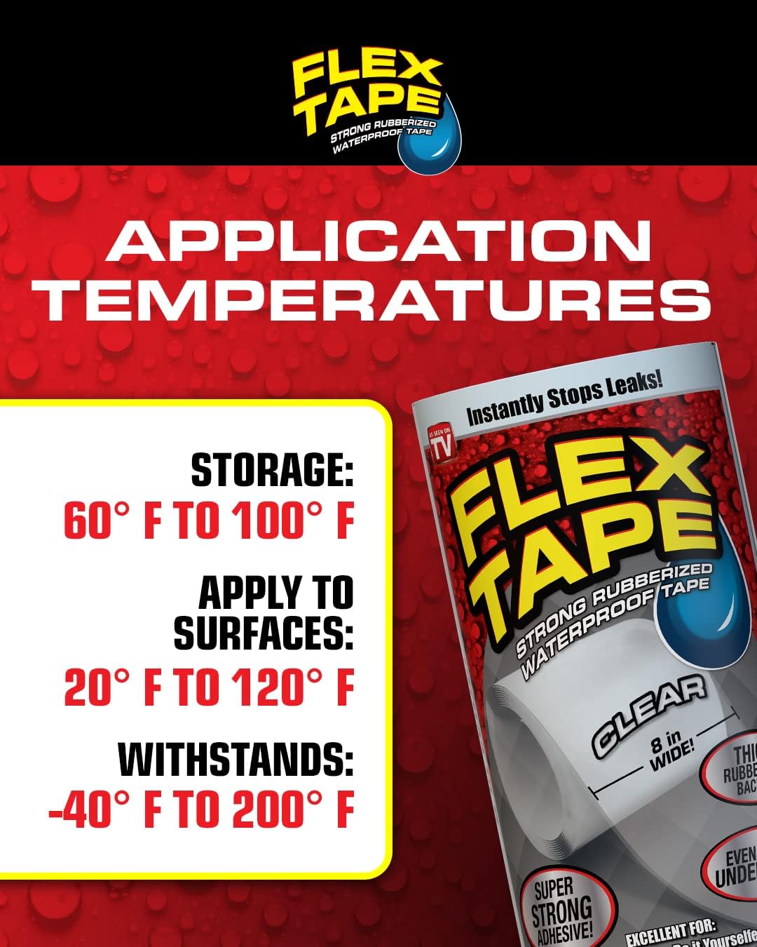 Flex Tape 8 in x 5 ft 2-Pack Black Waterproof Tape