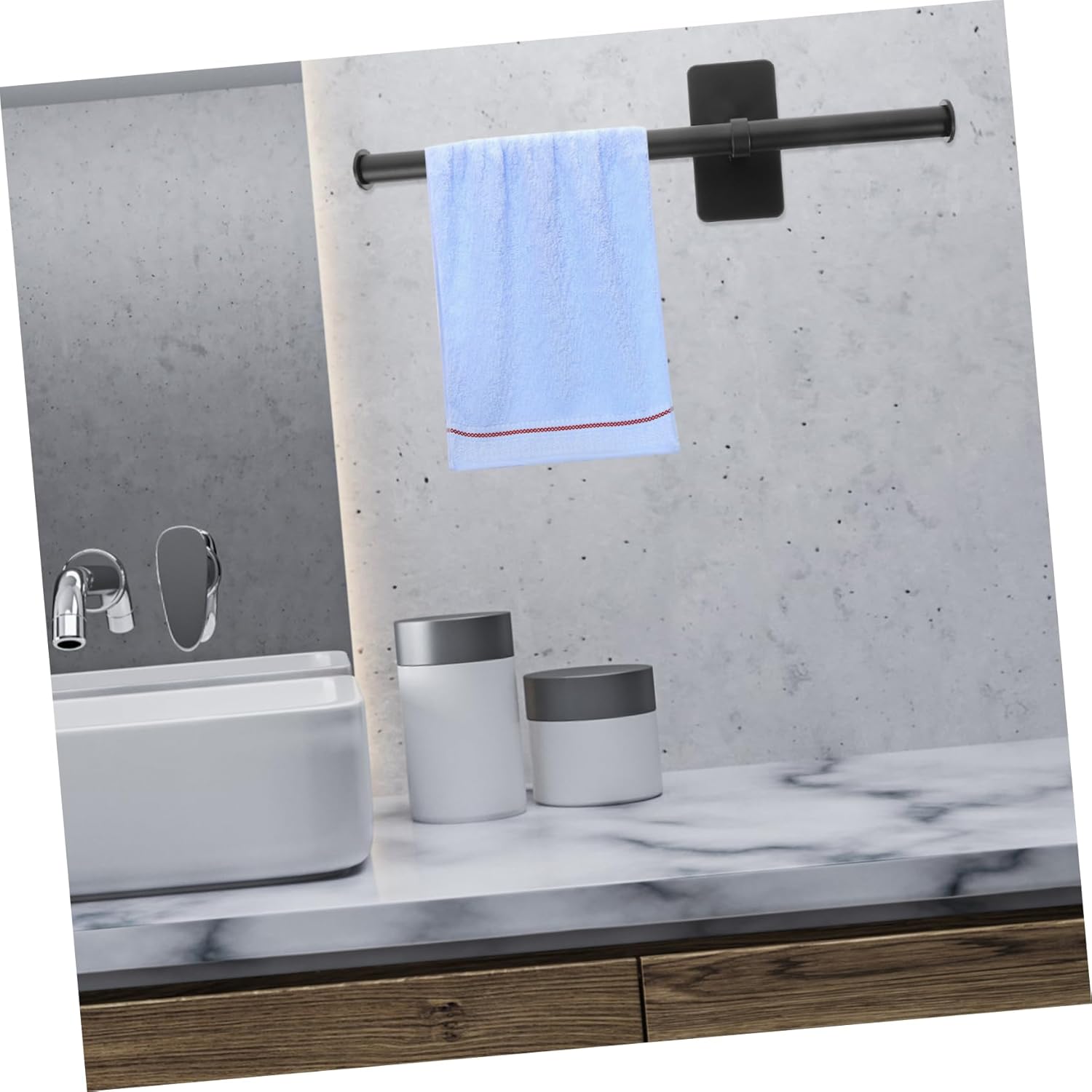 Luxshiny Wall Mounted Towel Bar No Drill Bathroom Organizer
