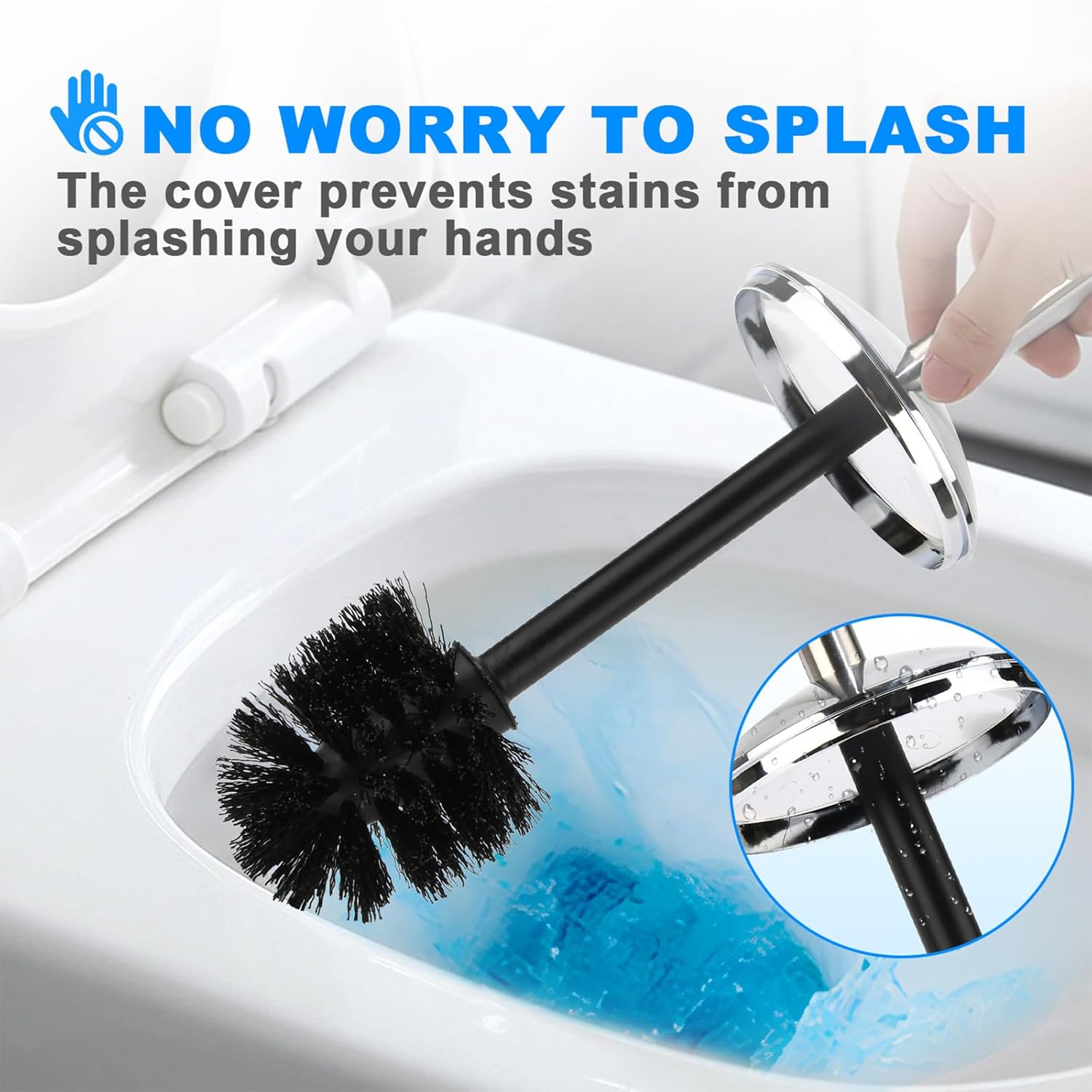 Blwan White Toilet Brush with Stainless Steel Holder 2 Pack
