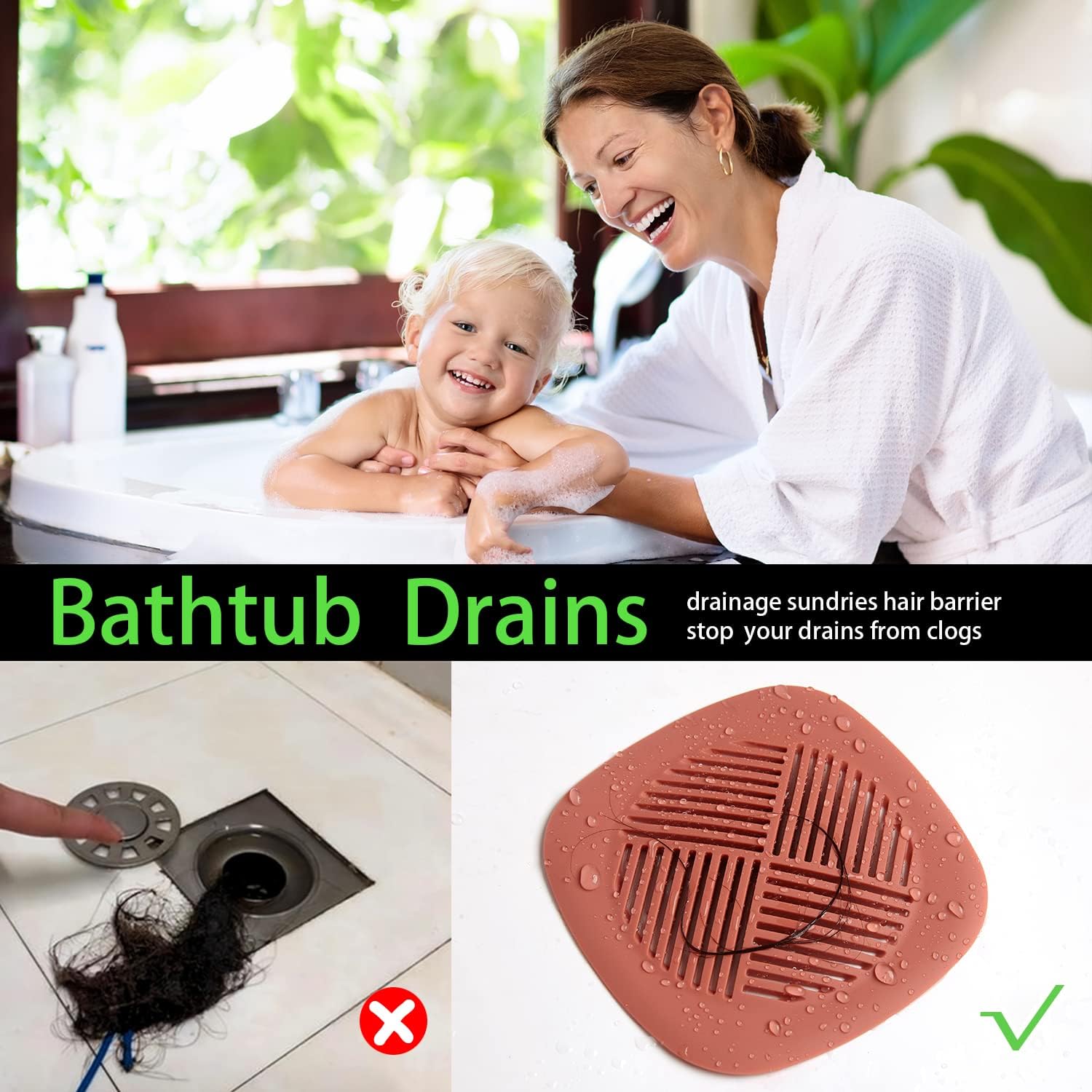 Couidl Hair Catcher Shower Drain Cover 55 Inch 2 Pack