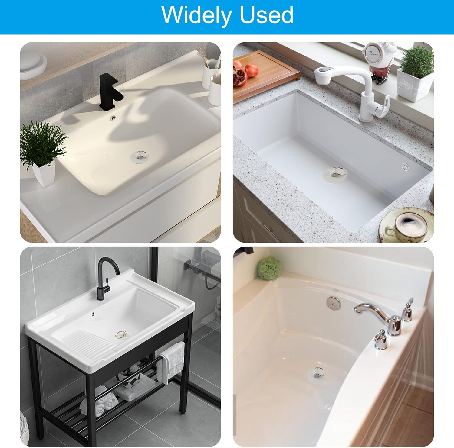 Hibbent 6-Piece Drain Stopper Set White 1