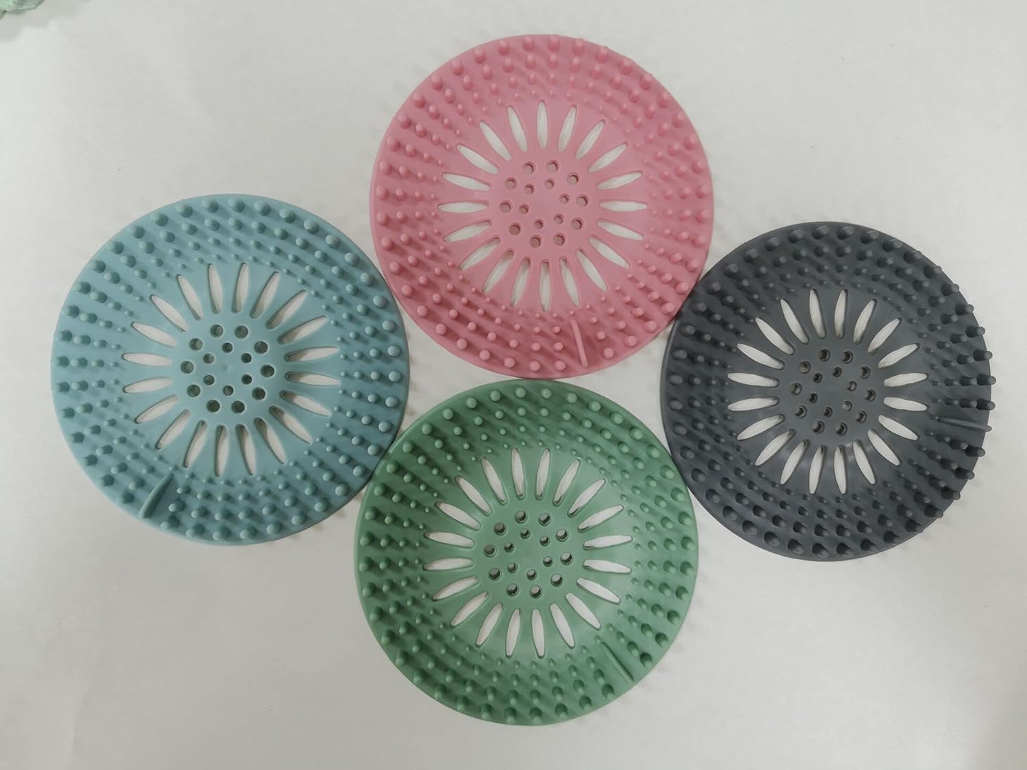 Durable silicone shower drain cover 4 pack easy install and clean