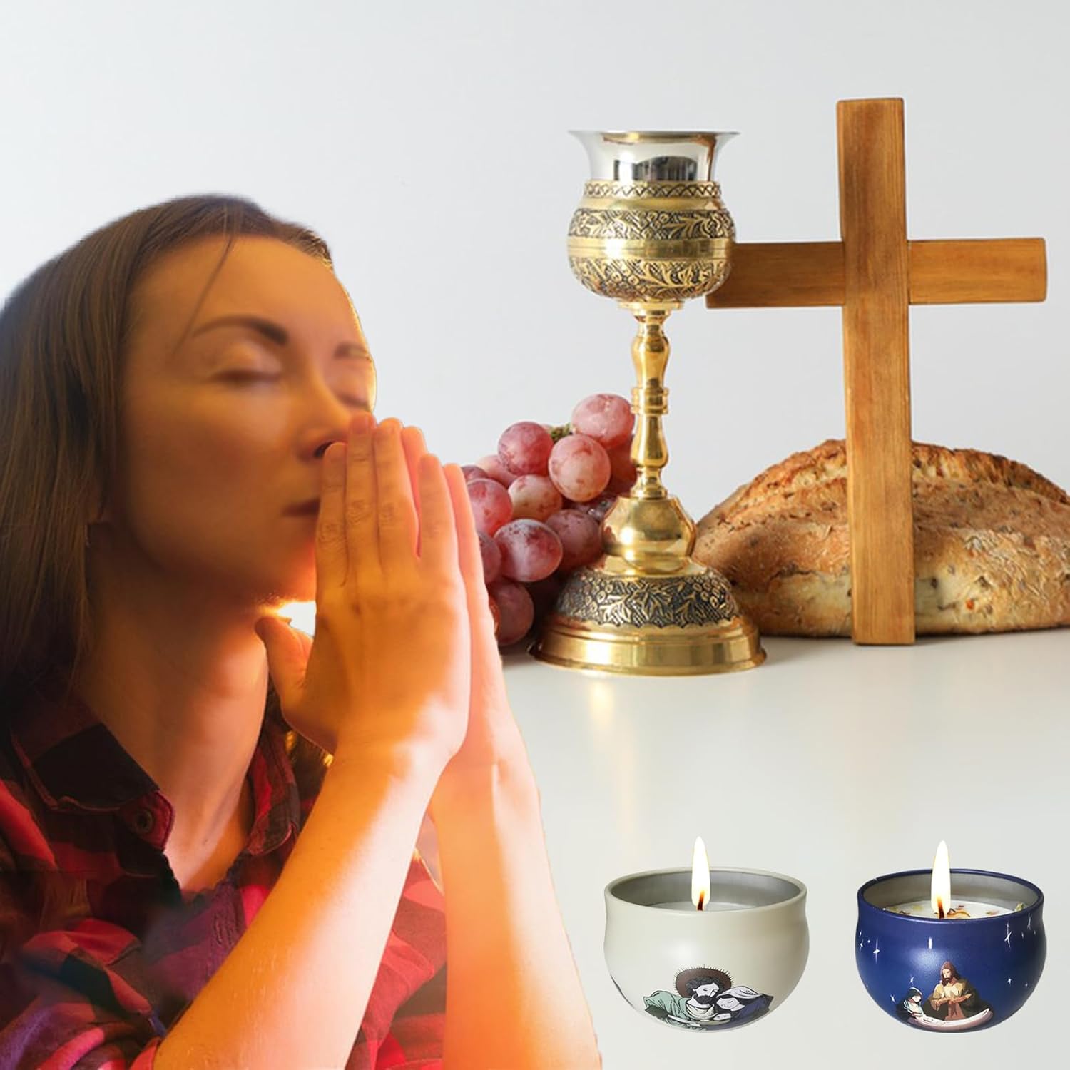 YouLain Nativity Scene Scented Candles 4-Pack