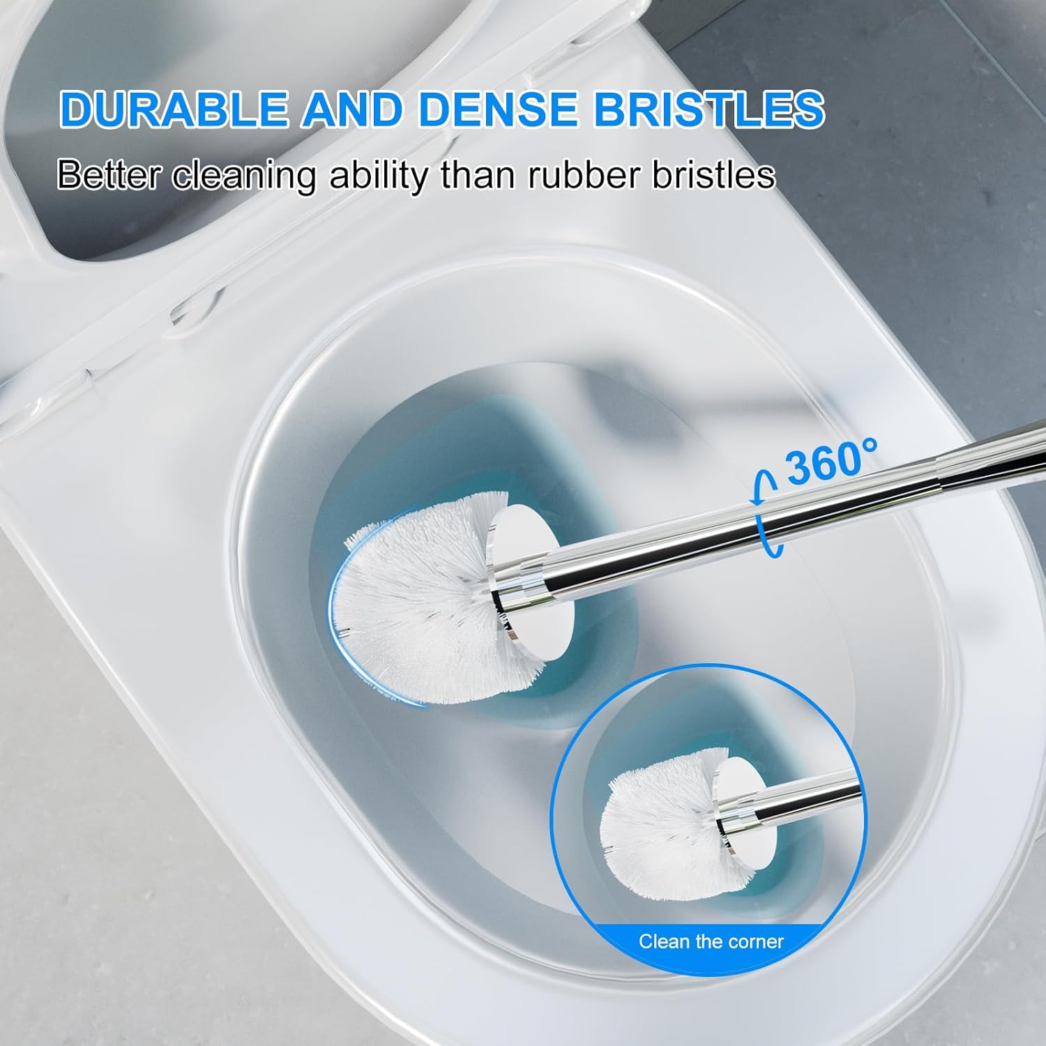 Modern Deep Blue Toilet Brush with Teardrop Pattern