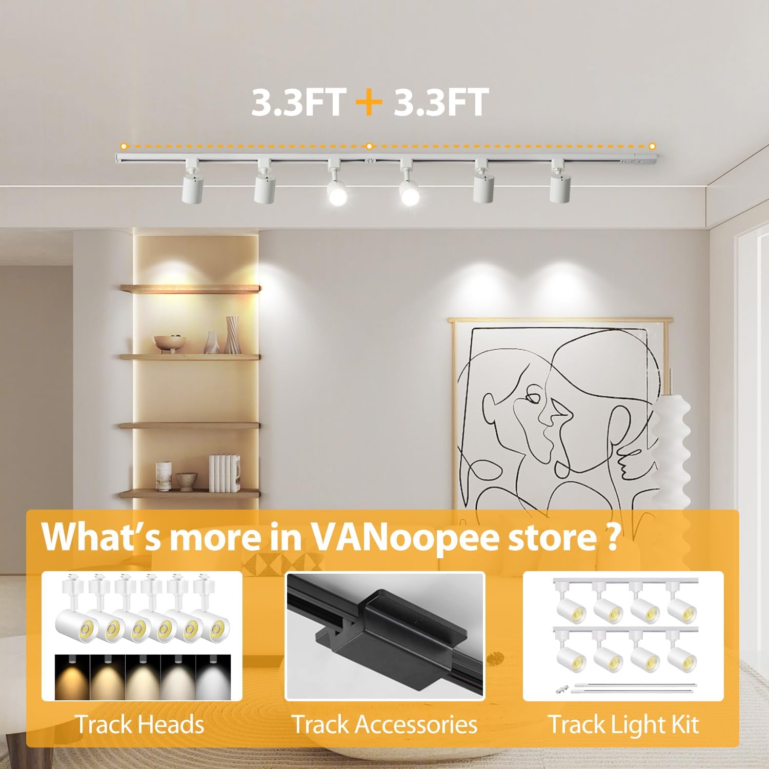 VANoopee H Track Lighting Rails Kit 66FT White 1