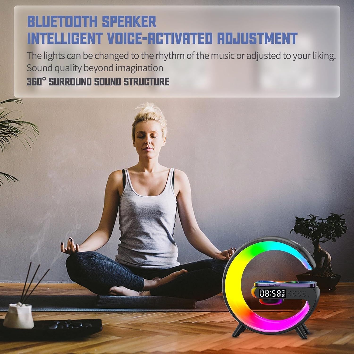 LED Atmosphere Lamp with Bluetooth Speaker and Charging Function