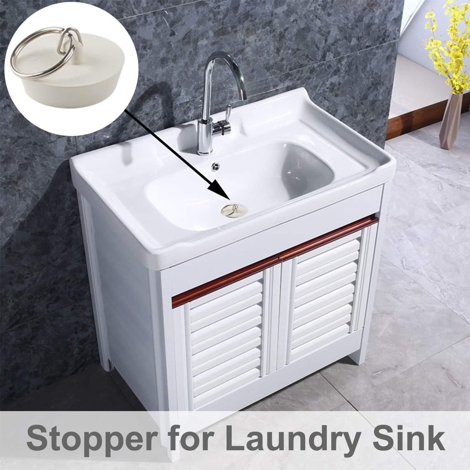 Hibbent 6-Piece Drain Stopper Set White 1