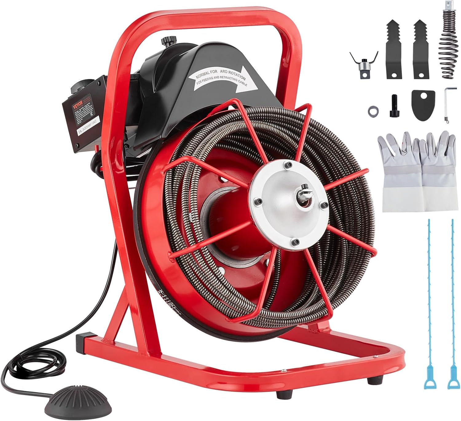 VEVOR Drain Cleaner Machine 50FT 38 Inch with 4 Cutters 1