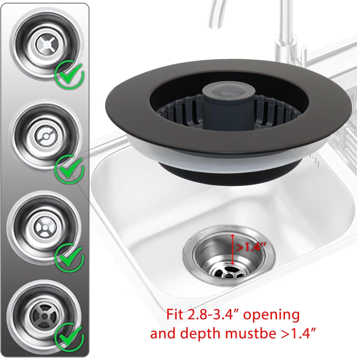 BAOLSLS 3 in 1 Kitchen Sink Stopper with Basket Strainer