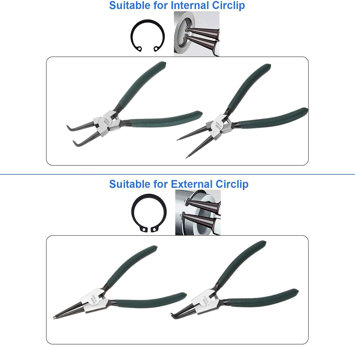4-Piece 7-Inch Snap Ring Pliers Set for Heavy Duty Use