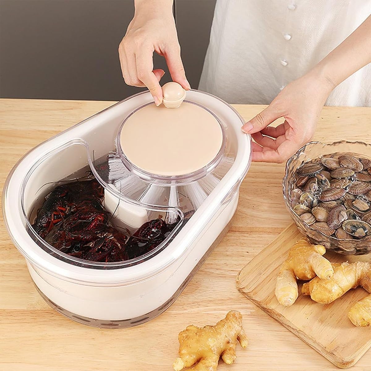 Fruit Cleaner Spinner with Brush for Kitchen