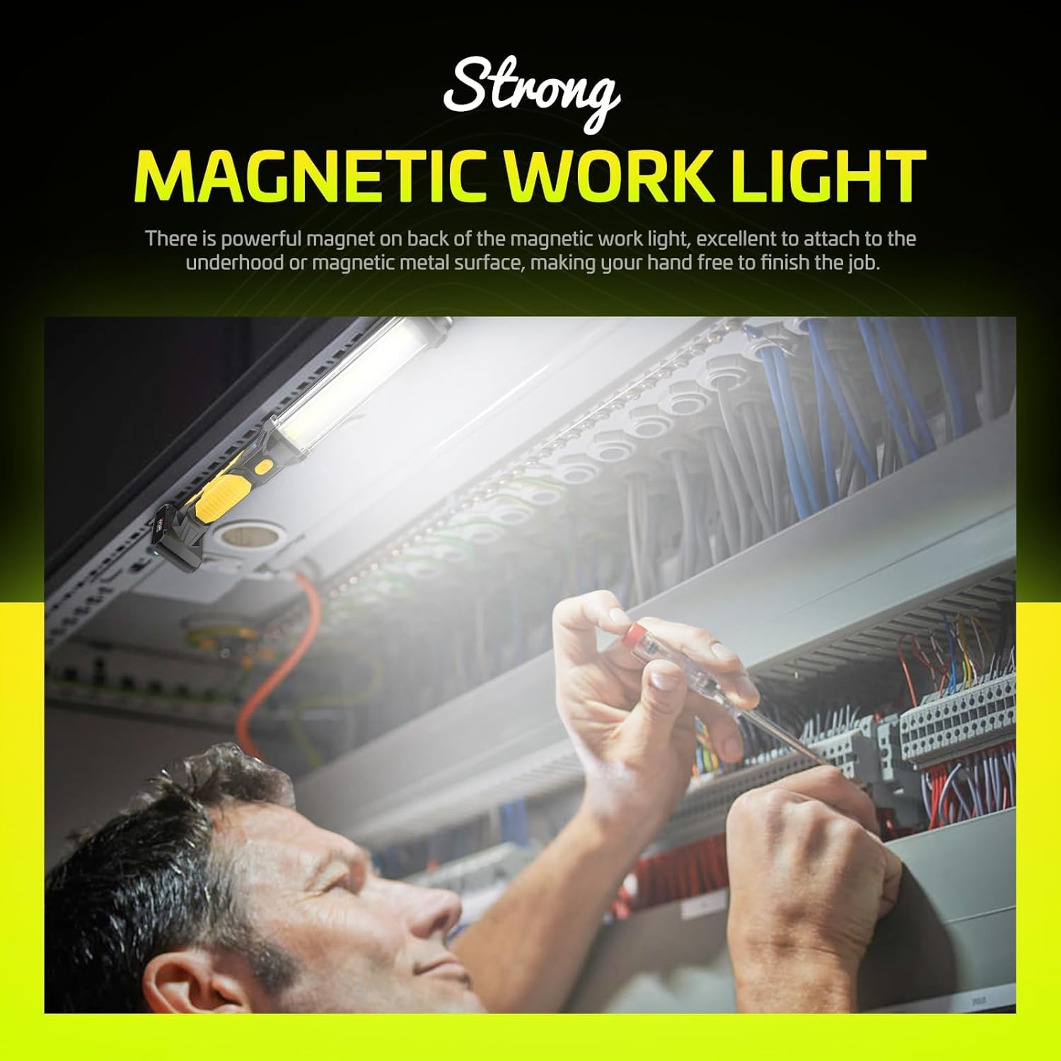 WARSUN Rechargeable LED Work Light 1500 Lumens Magnetic Base