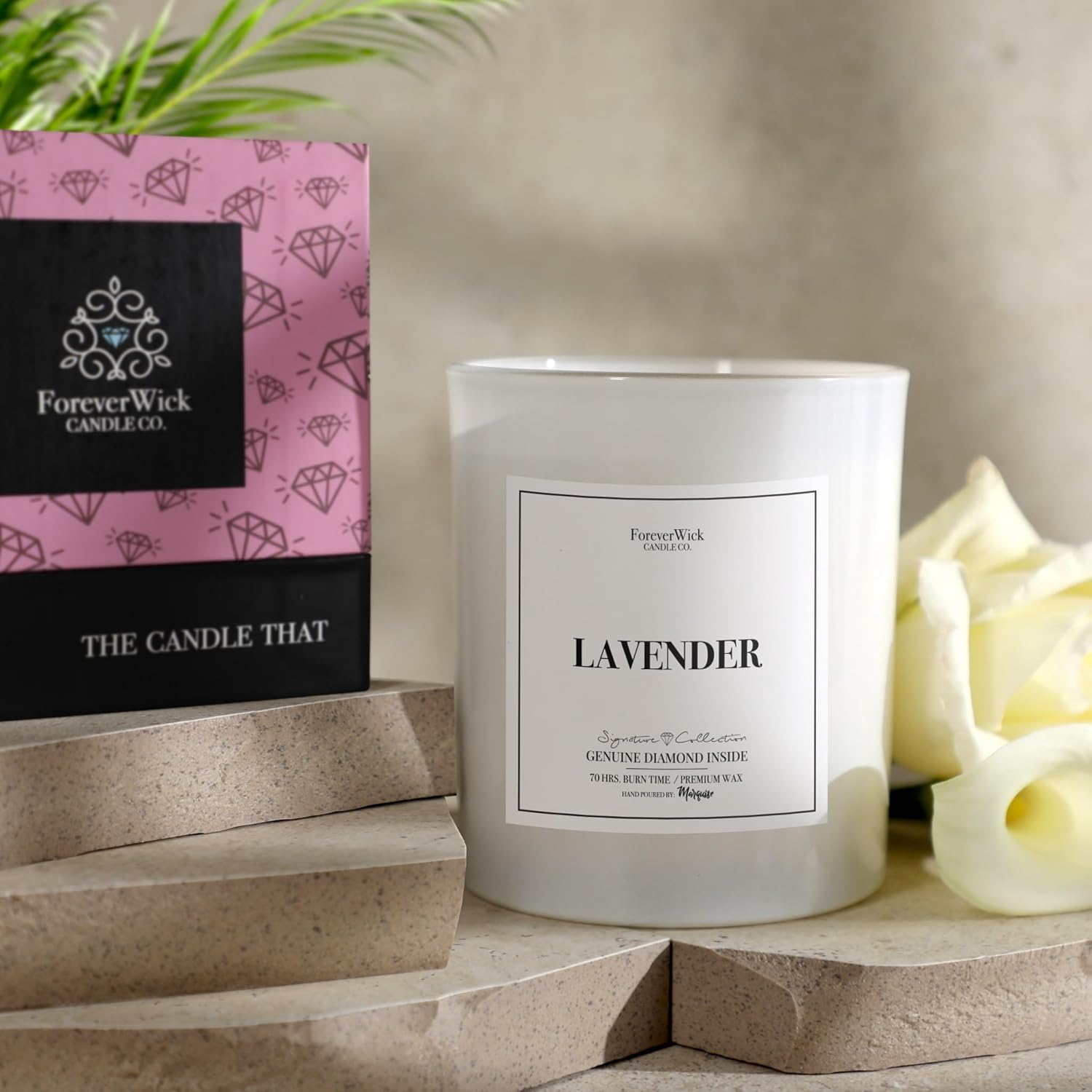 Lavender Magnolia Surprise Candle with Diamond Inside