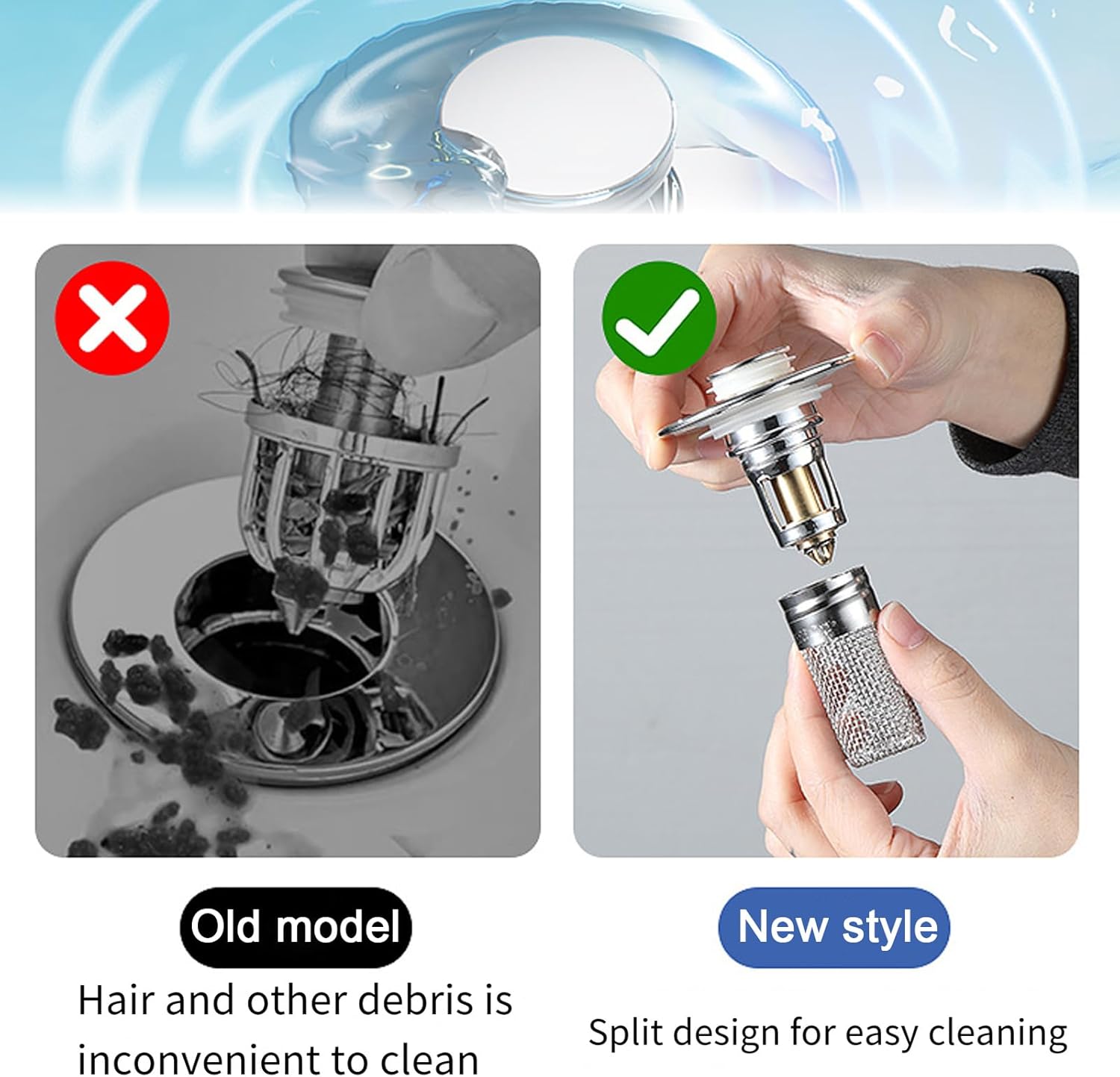 Usofrint Pop Up Sink Stopper Universal Stainless Steel Drain Strainer 1