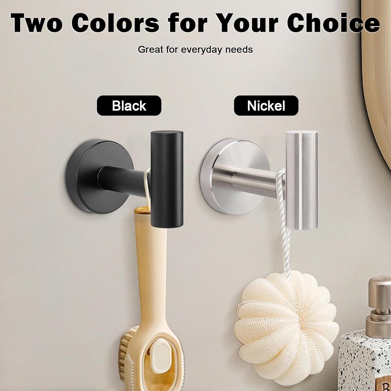 Livabber 4 Pack Brushed Nickel Towel Hooks