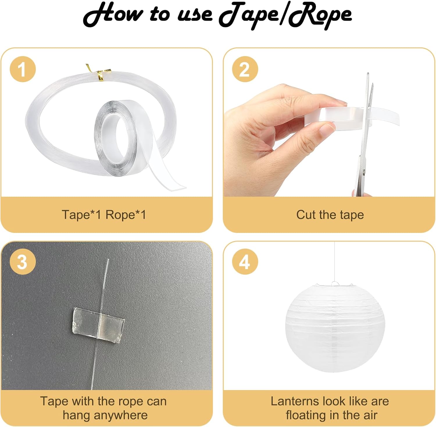 12Pcs White Paper Lanterns with Tape and String for Parties