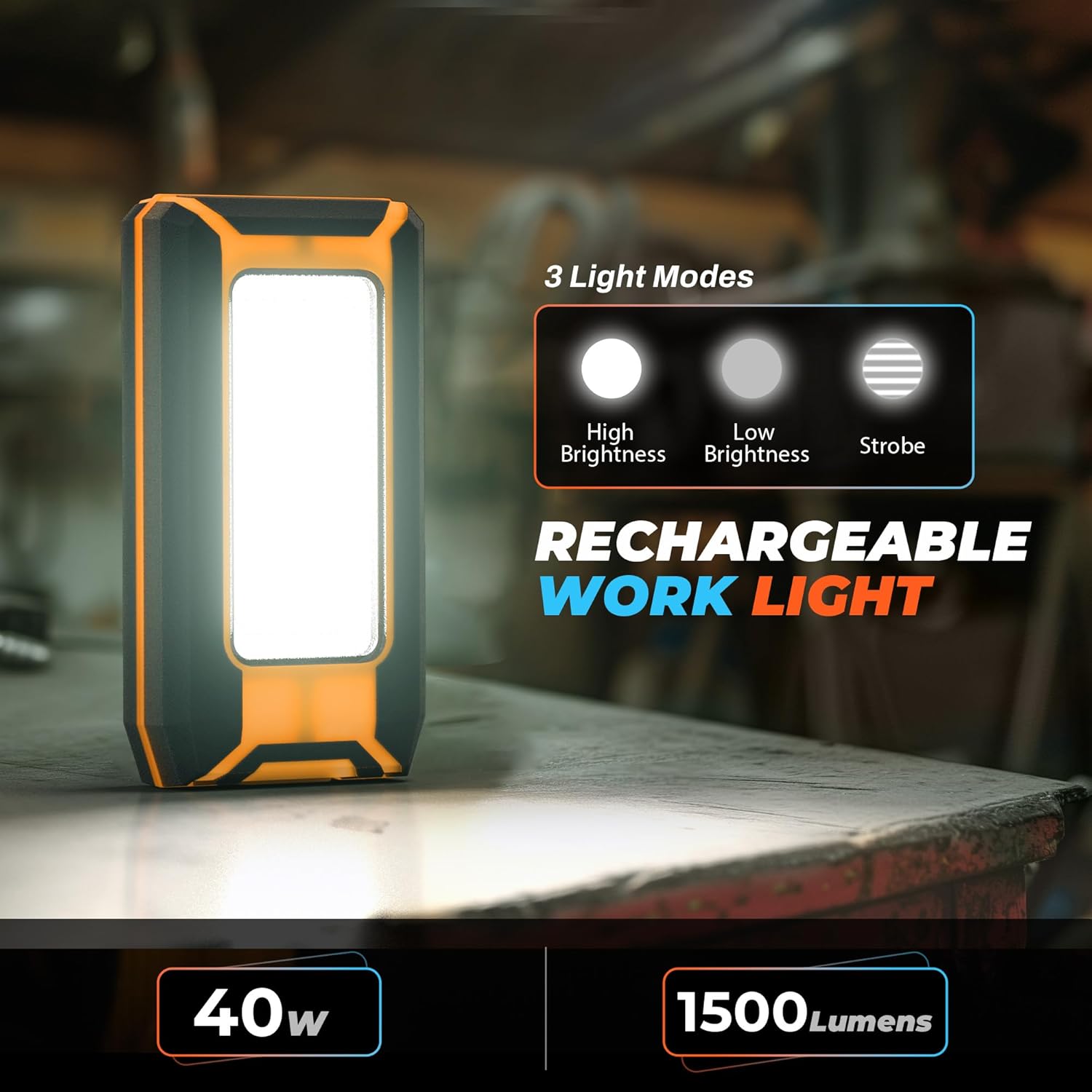 Innofox 2Pack LED Rechargeable Magnetic Work Light 40W 1500 Lumens