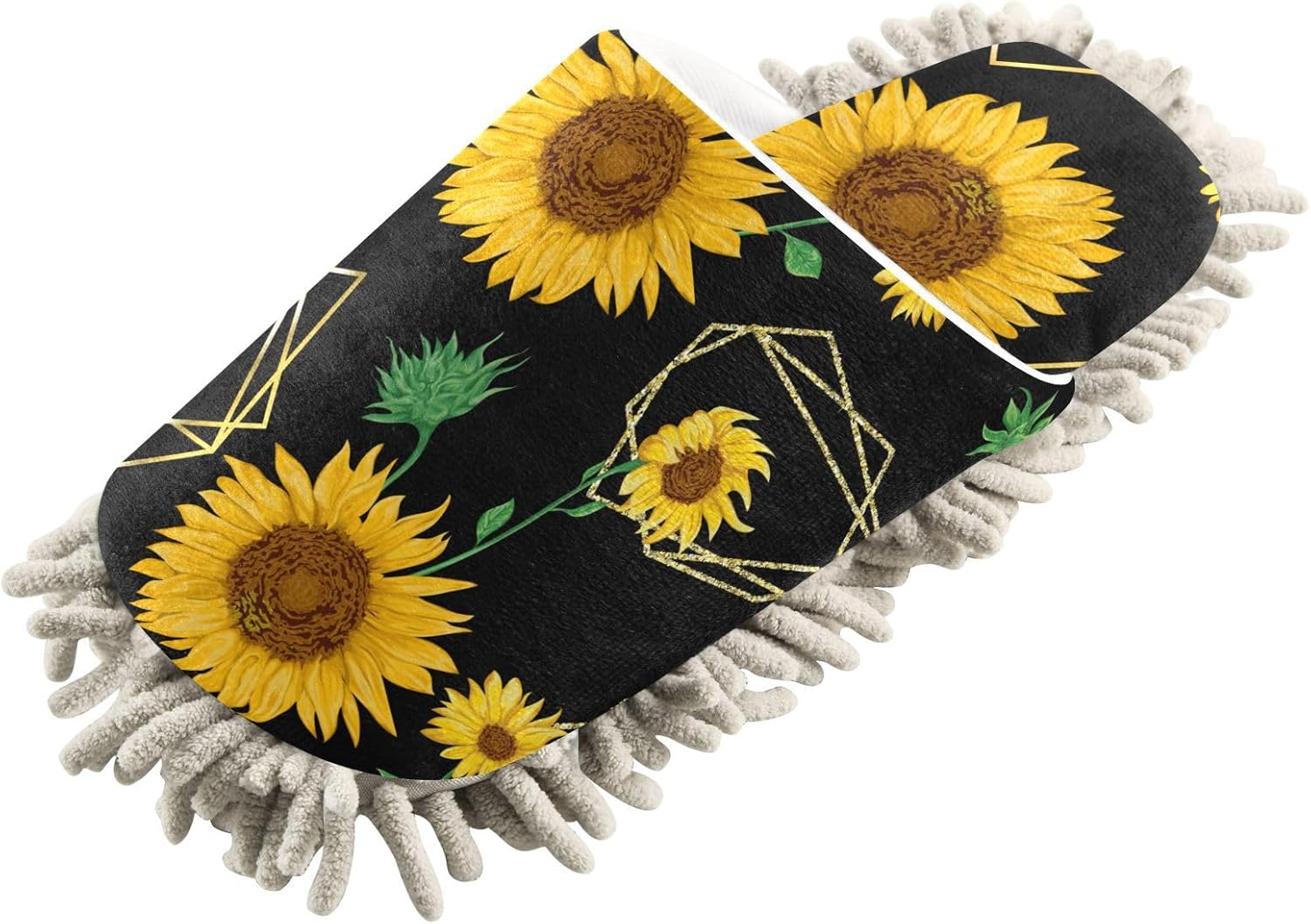 Sinestour Golden Sunflowers Watercolor Mop Slippers