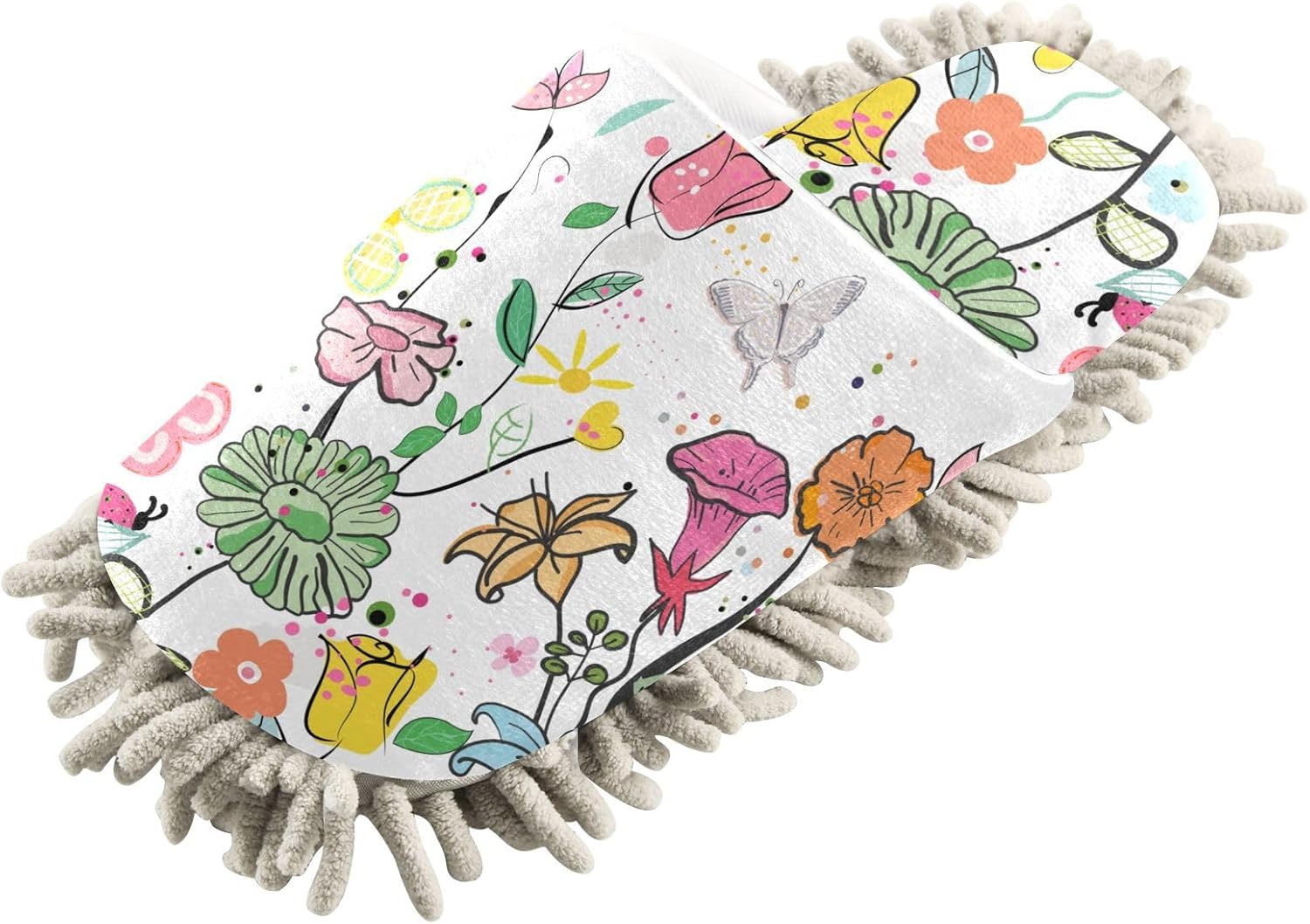 Kigai Microfiber Slippers with Cute Flowers for Floor Cleaning 1