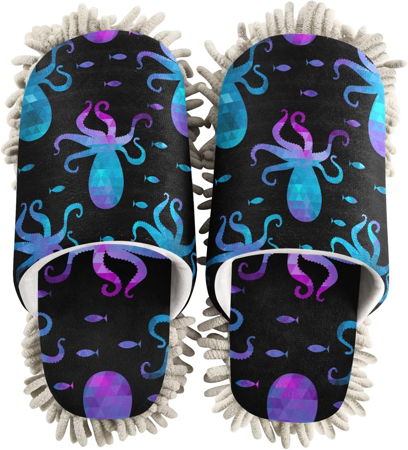 Sinestour Colorful Mosaic Octopus Mop Slippers