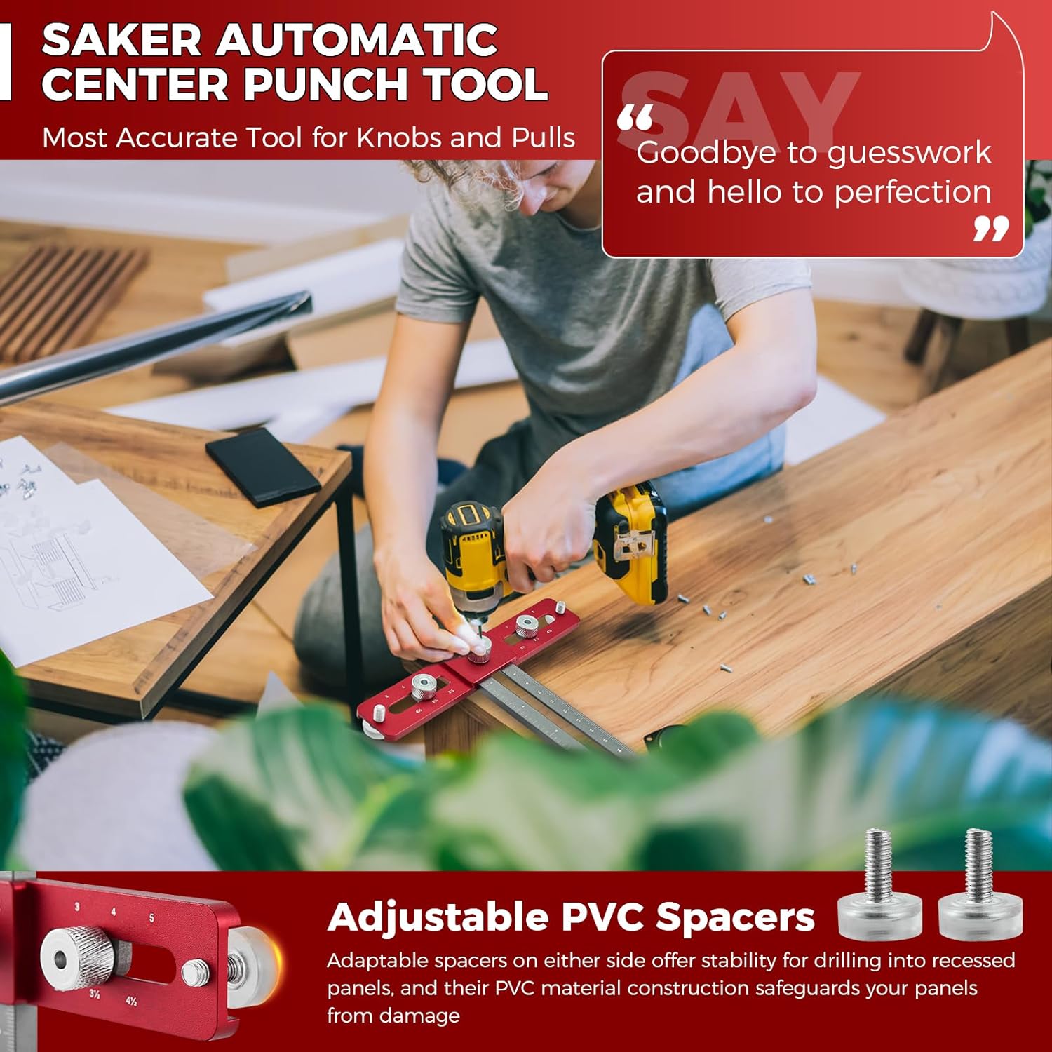 Saker Cabinet Hardware Doweling Jig for Knobs Handles Pulls