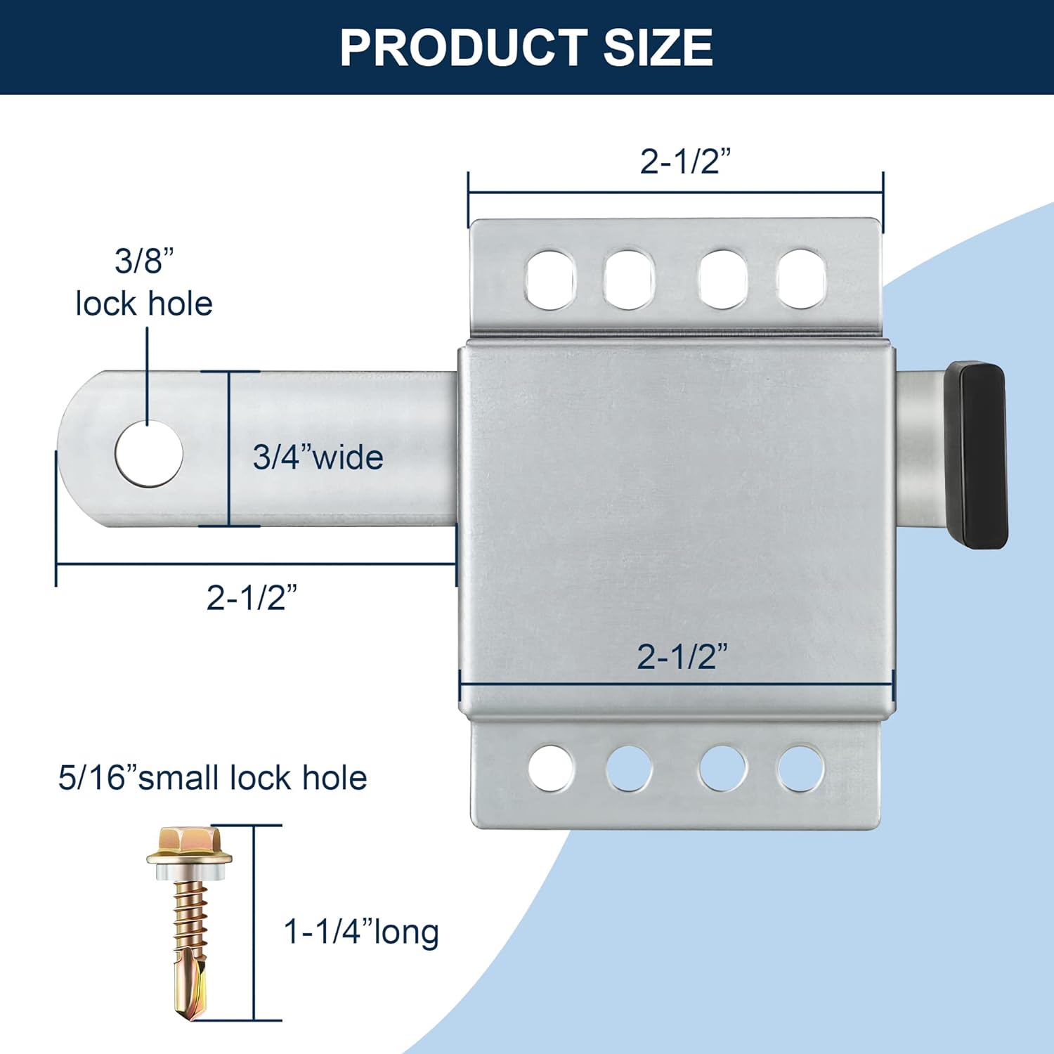 4 Pack Garage Door Side Lock with Black PVC Handle