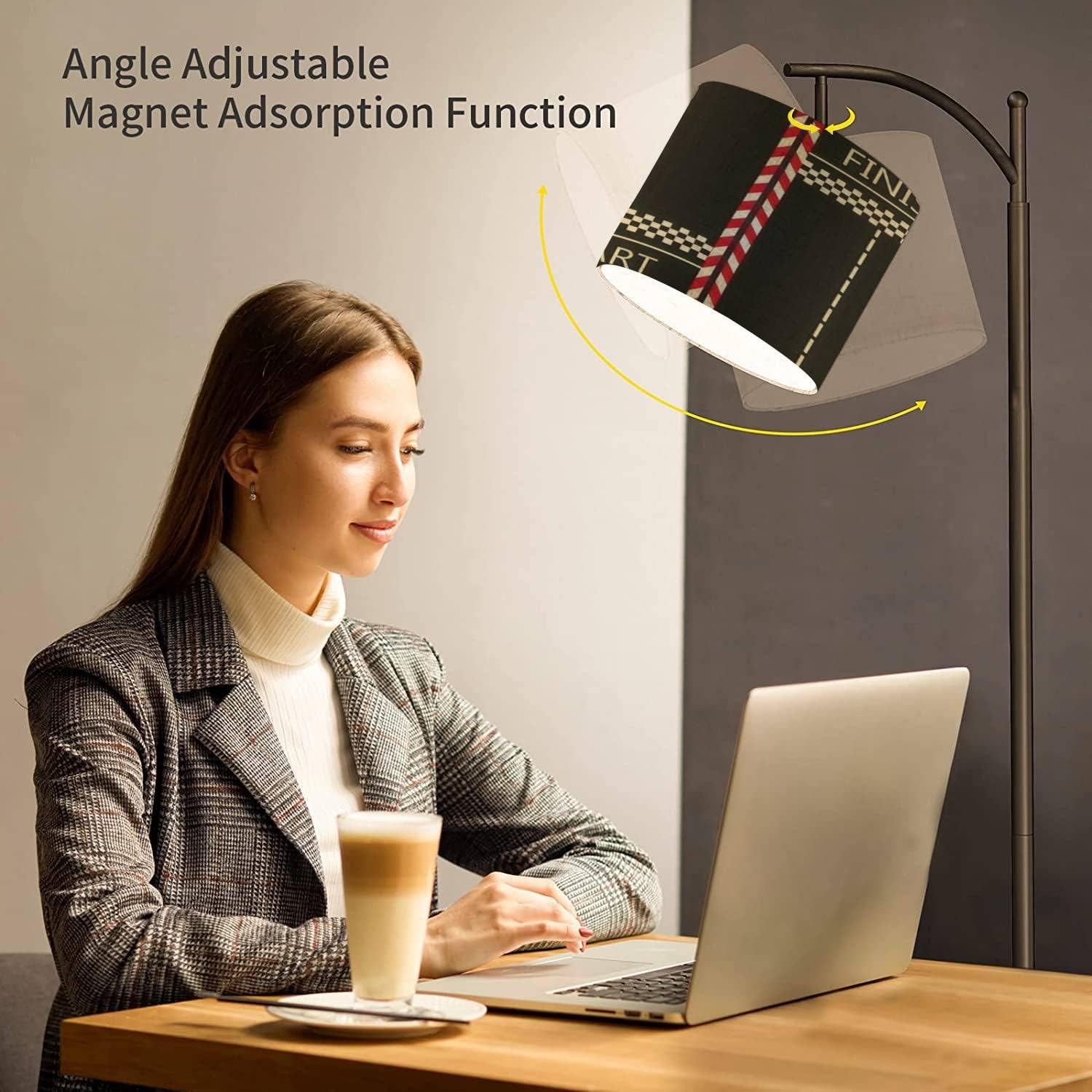 Arc Floor Lamp with Remote Control and Footswitch Black