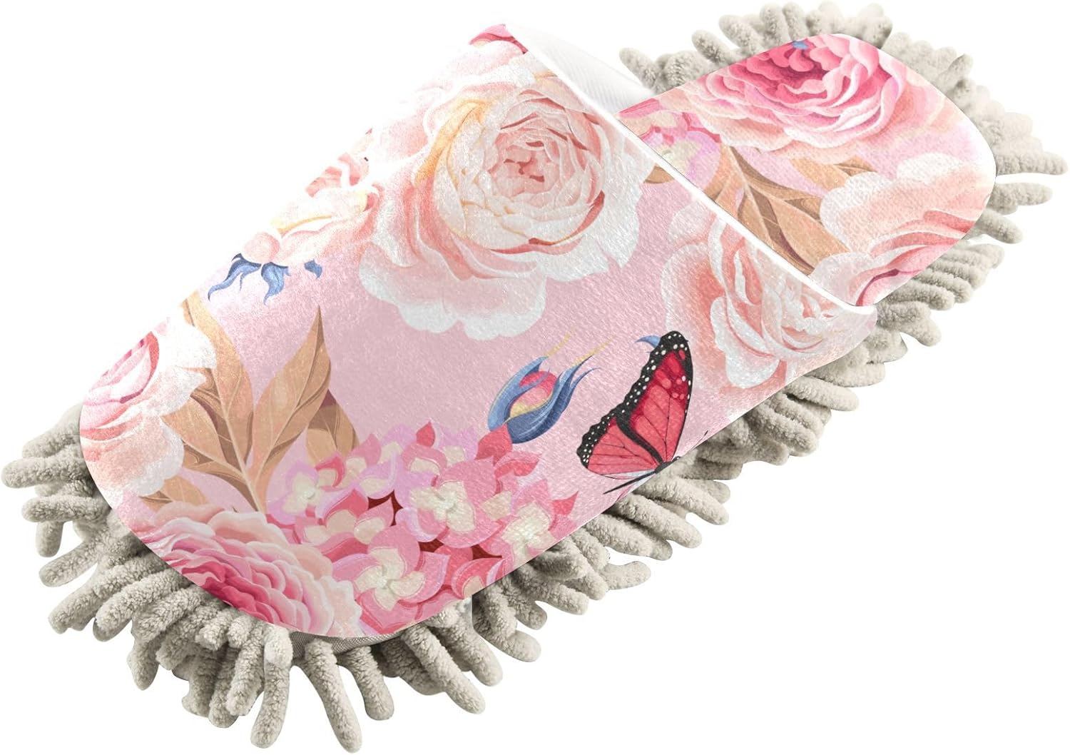 Sinestour Roses Hydrangea Mop Slippers for Floor Cleaning 1