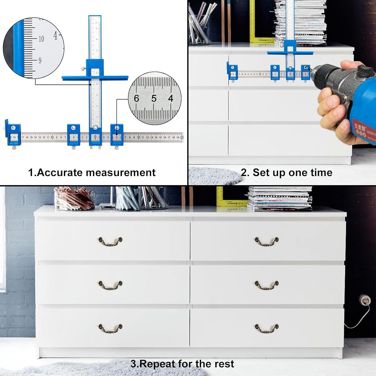 TBVHOMM Cabinet Hardware Jig with Drill Guide and Template Tool