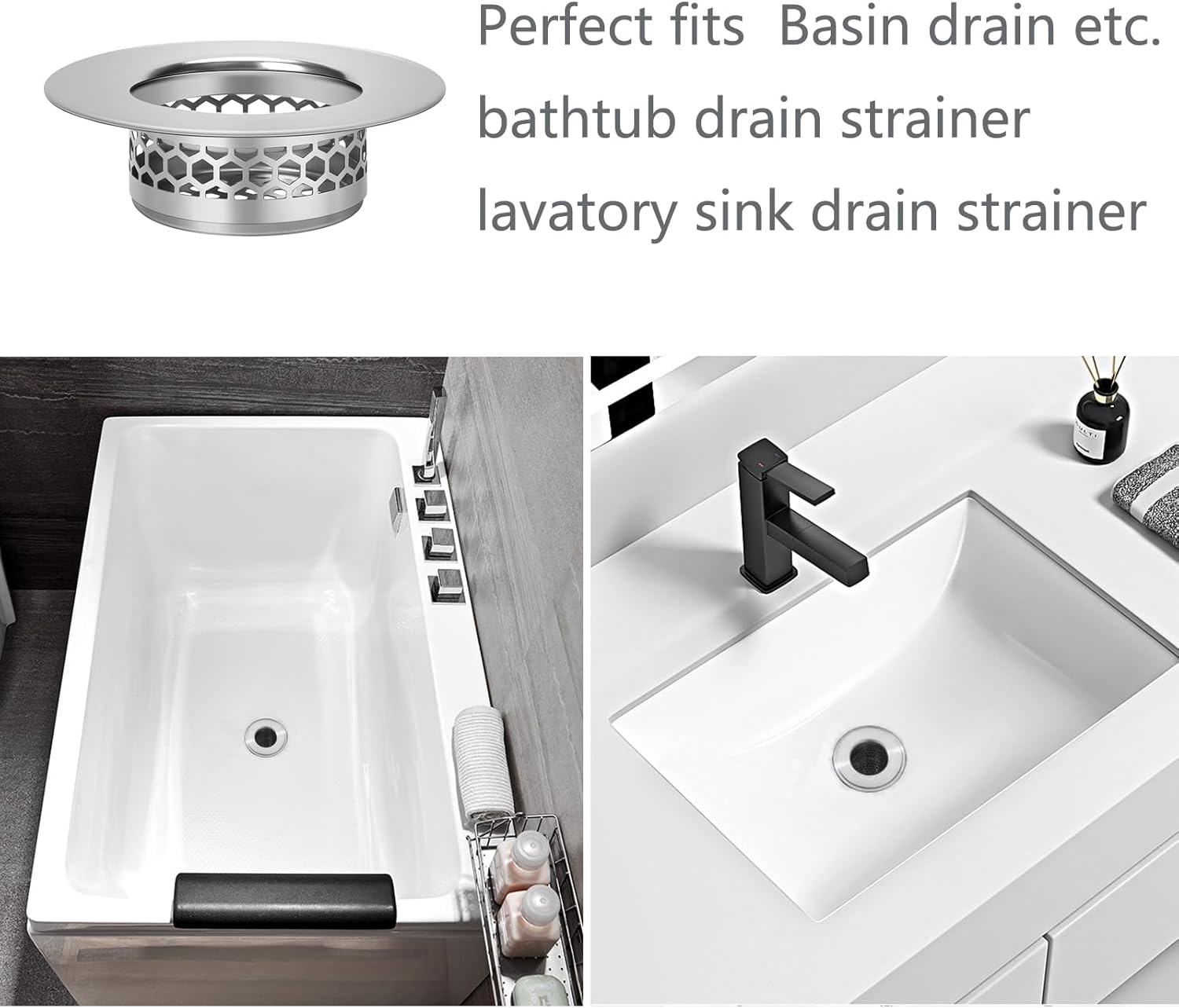 NADTLSS 3 Pack Bathroom Sink Strainer 125 Drain Hair Catcher Stainless Steel