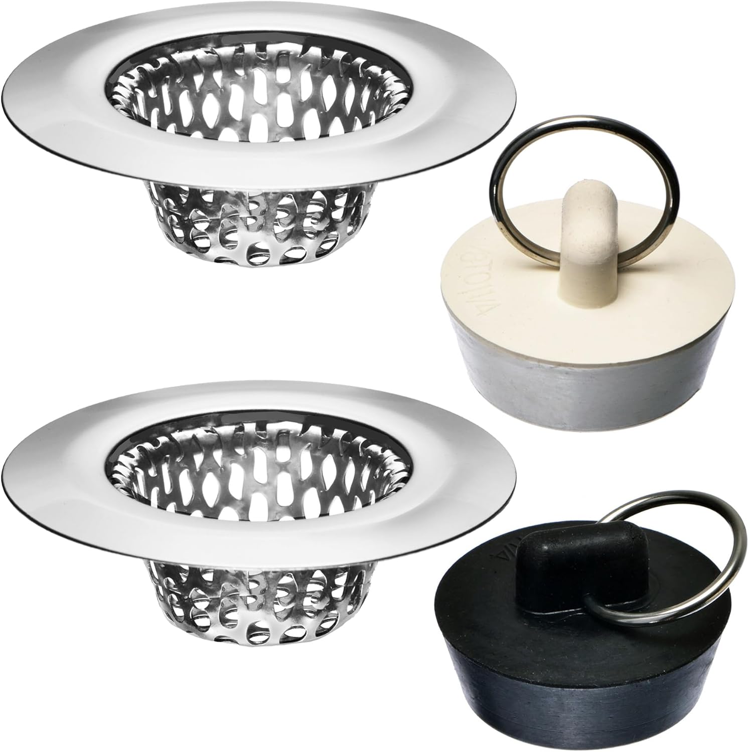4 Pack Bathroom Sink Strainers and Stopper Plug Combo