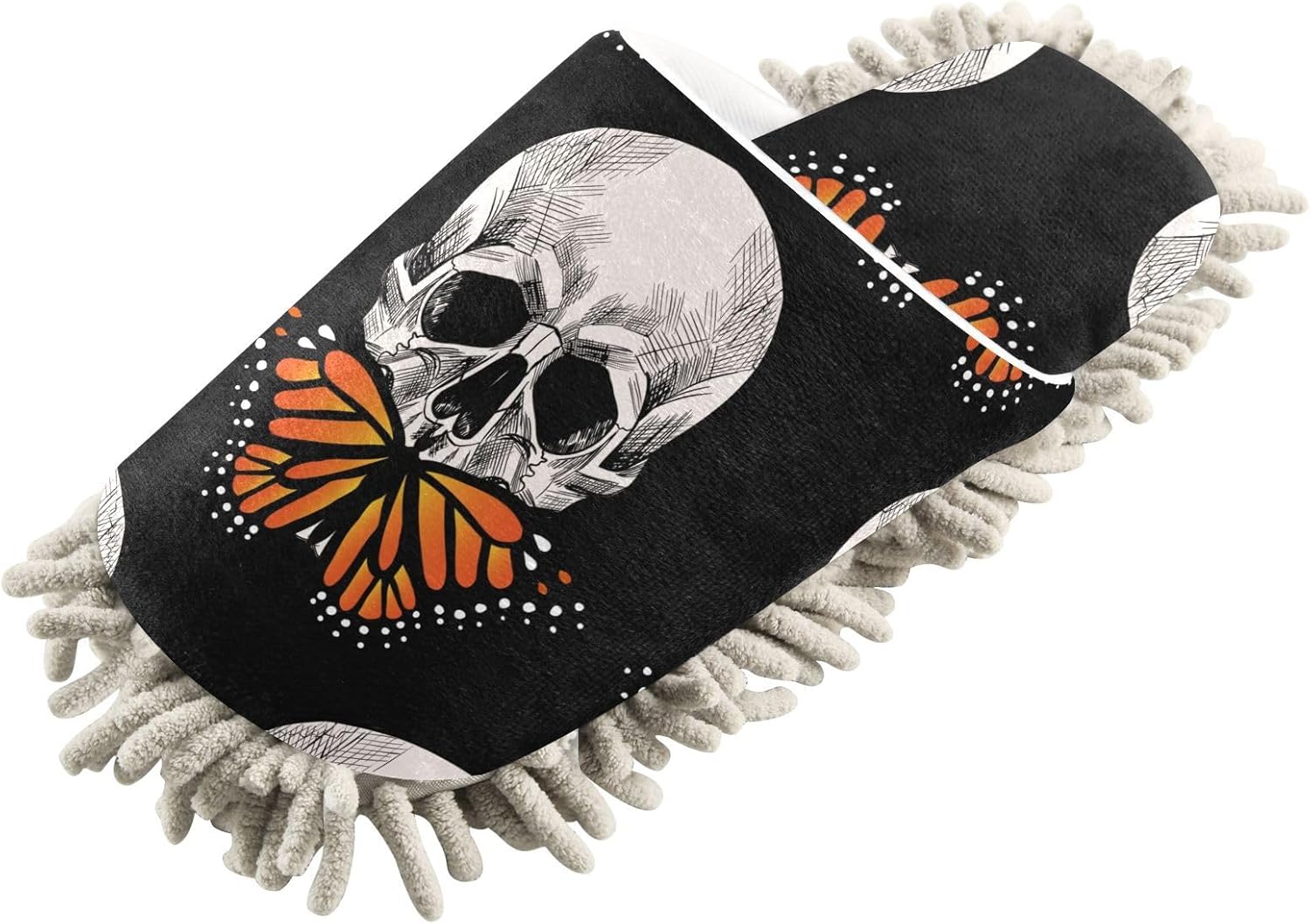 Sinestour Skull Butterfly Microfiber Mop Slippers