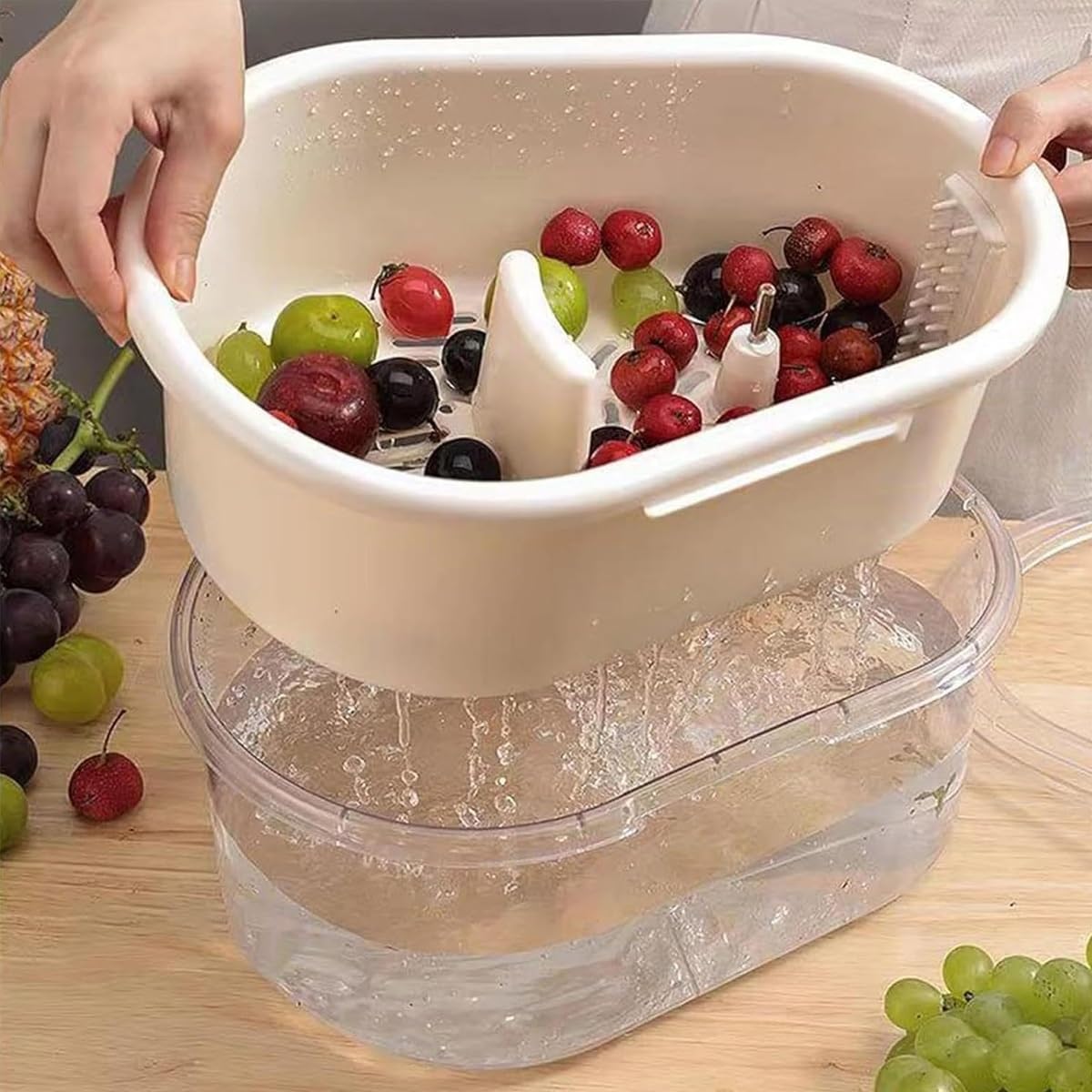 Fruit Cleaner Spinner with Brush for Kitchen