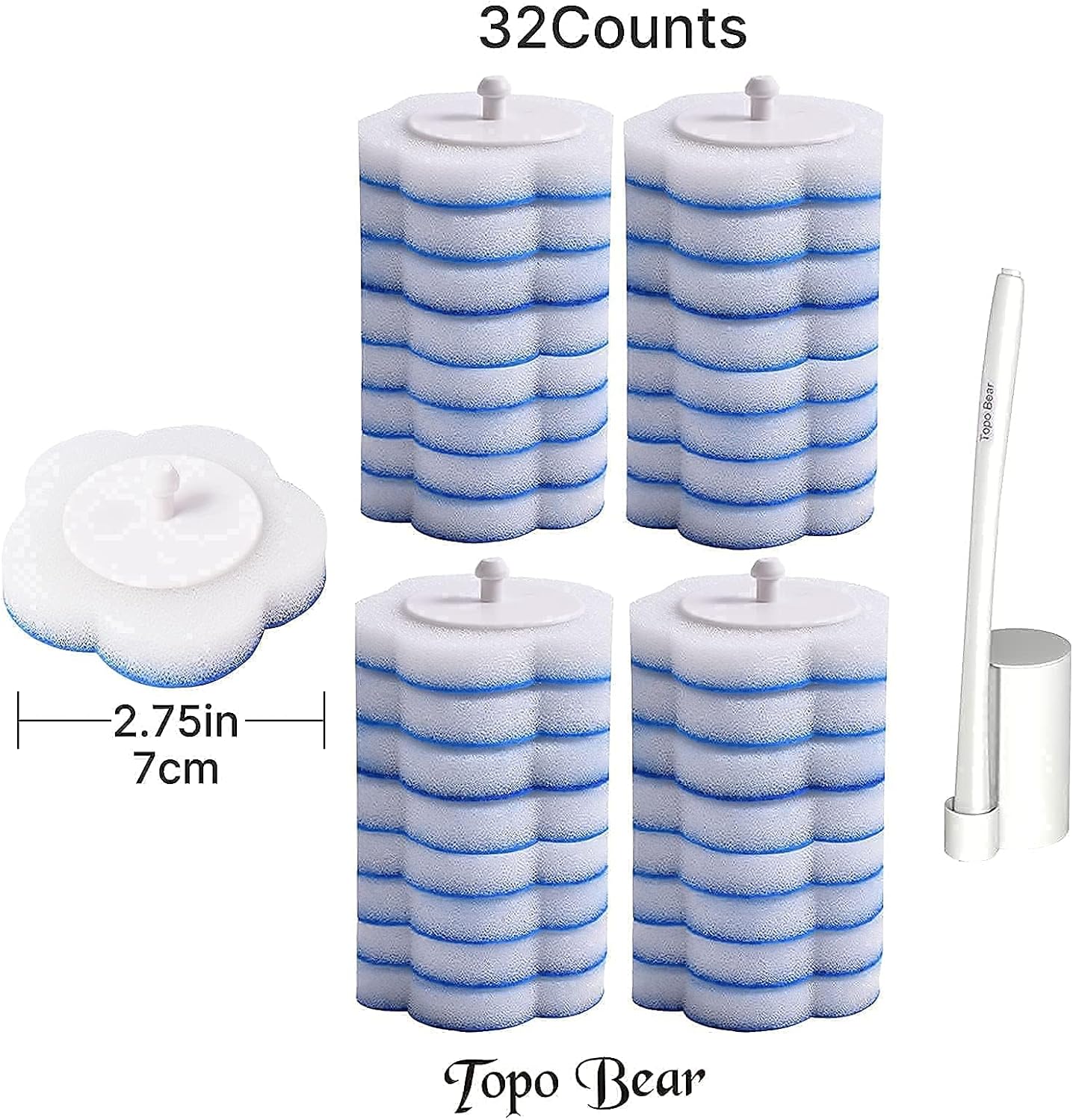 Topo Bear Toilet Brush Holder with 72 Refills and Fresh Scent
