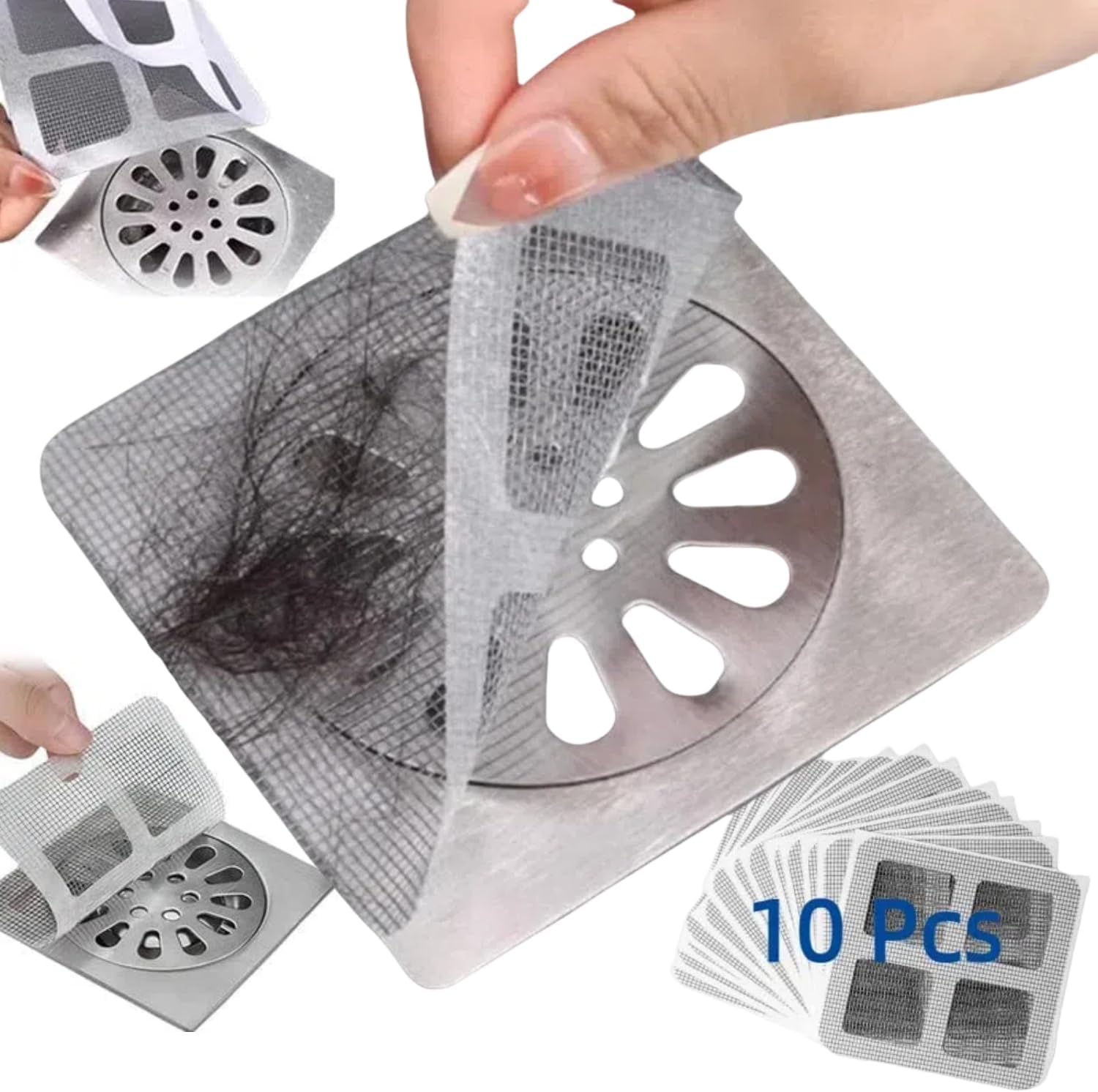 Disposable Hair Drain Stickers 4x4 Inch 10 Pack Bathroom Kitchen Use