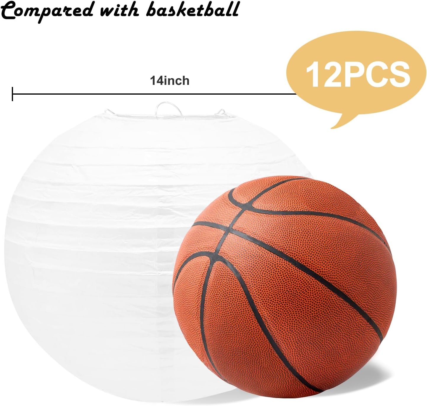12Pcs White Paper Lanterns with Tape and String for Parties