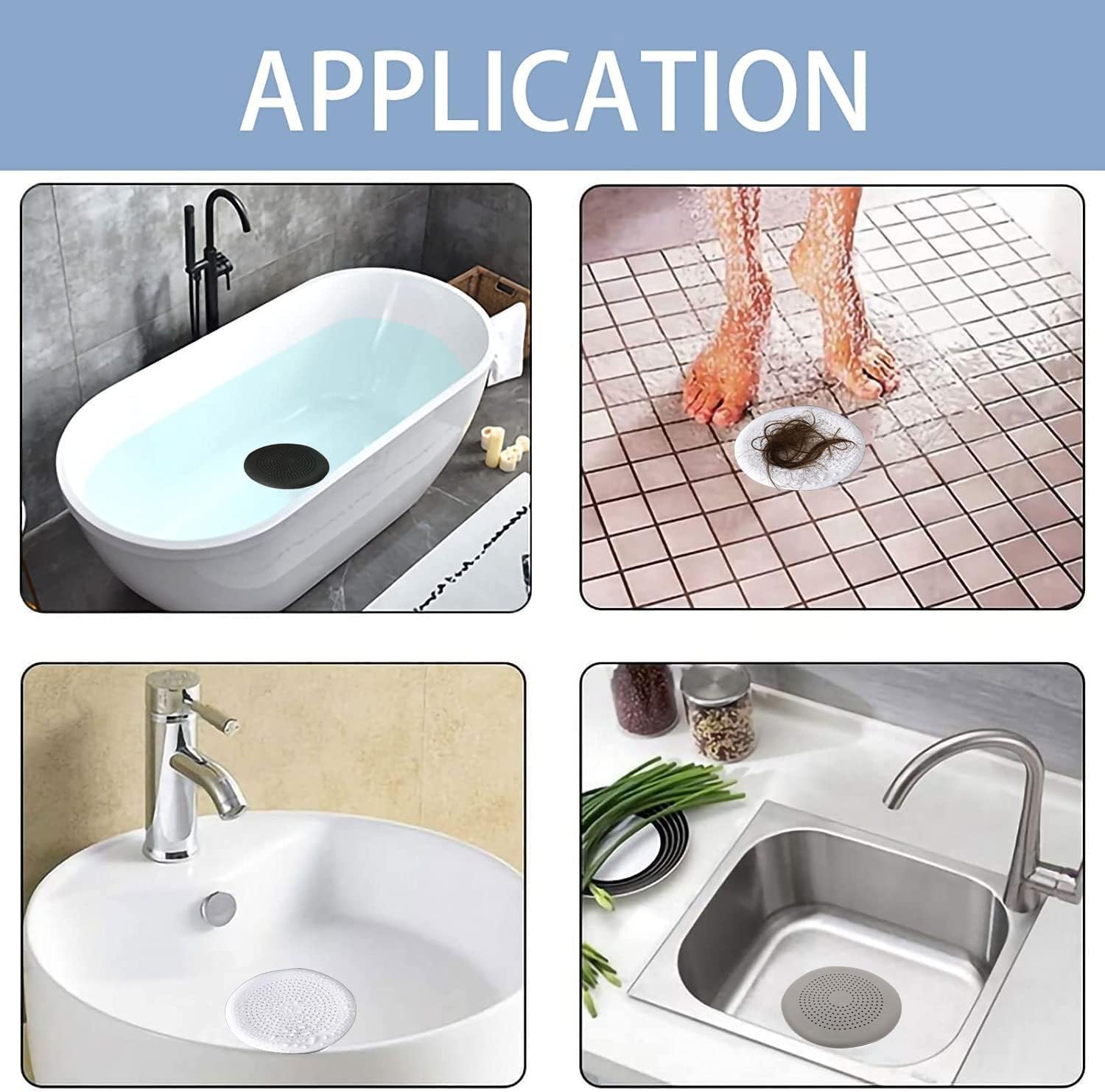 6 Pack Hair Catcher with Suction Cups for Shower and Sink 1