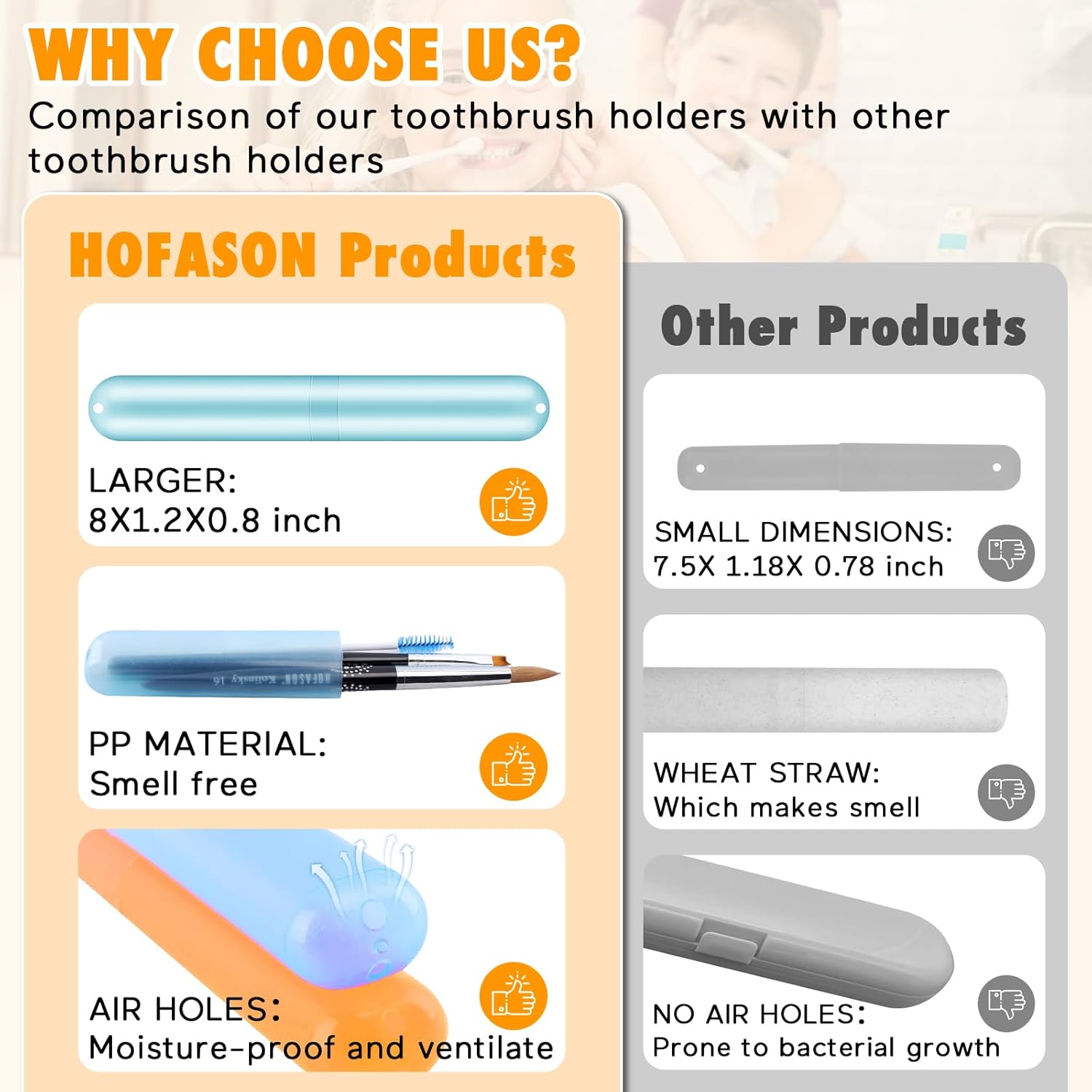 HOFASON 24PCS Travel Toothbrush Holders in Bulk 8x12x08 Inch