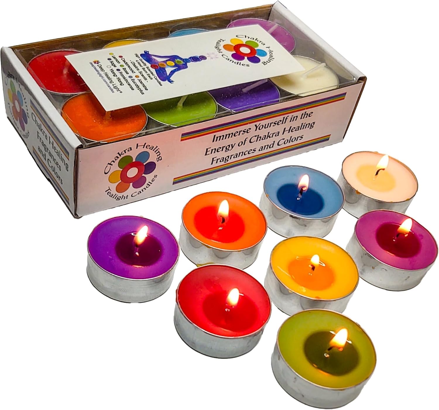 Chakra Colored Scented Tealight Candles 16 Pcs