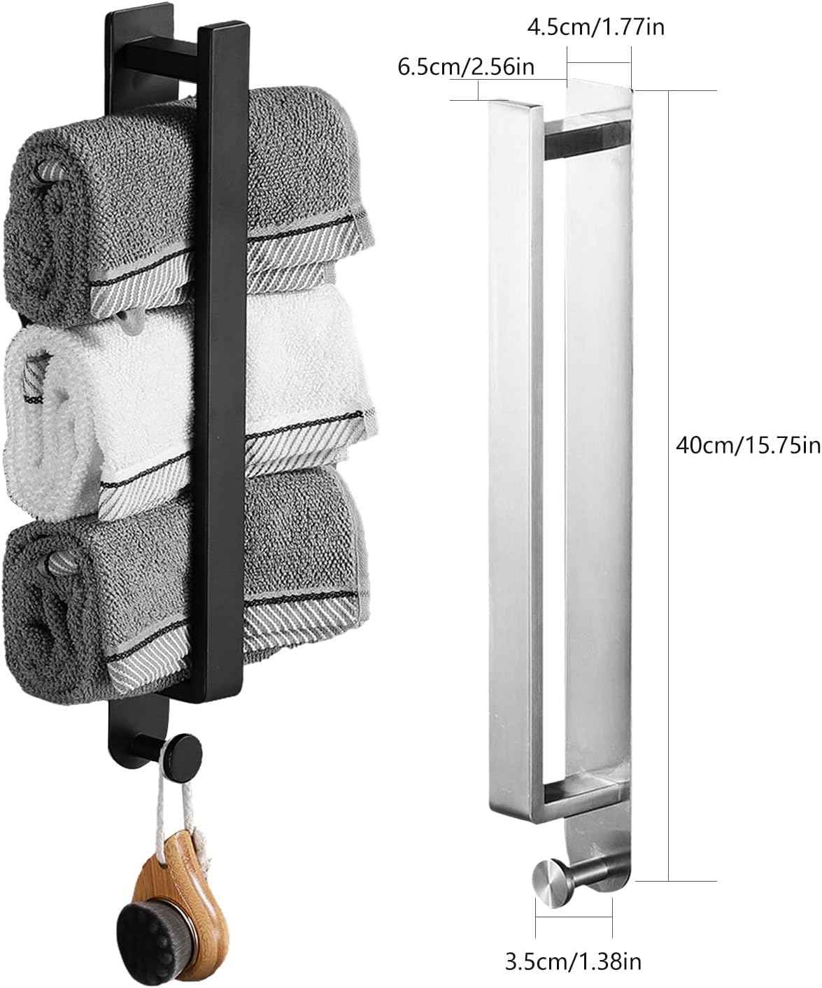 Qivine Wall Mounted Towel Rack with Hooks