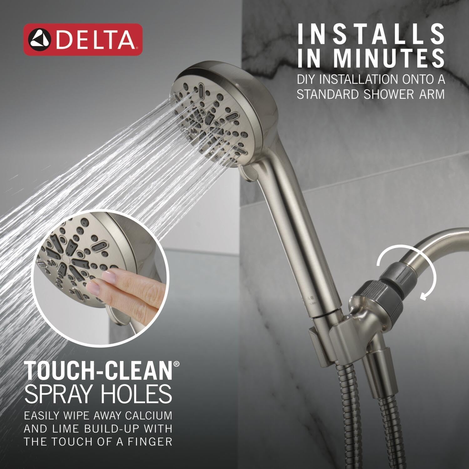 Delta 4-Spray Handheld Shower Head Brushed Nickel 25 GPM 75413DSN