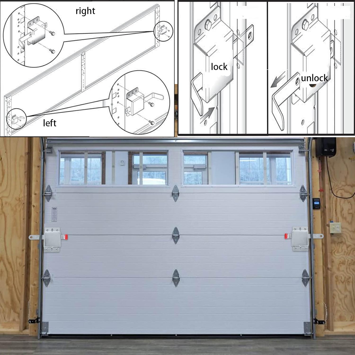Wedelweib Garage Door Side Lock Inside Deadlock - Silver with PVC Cover
