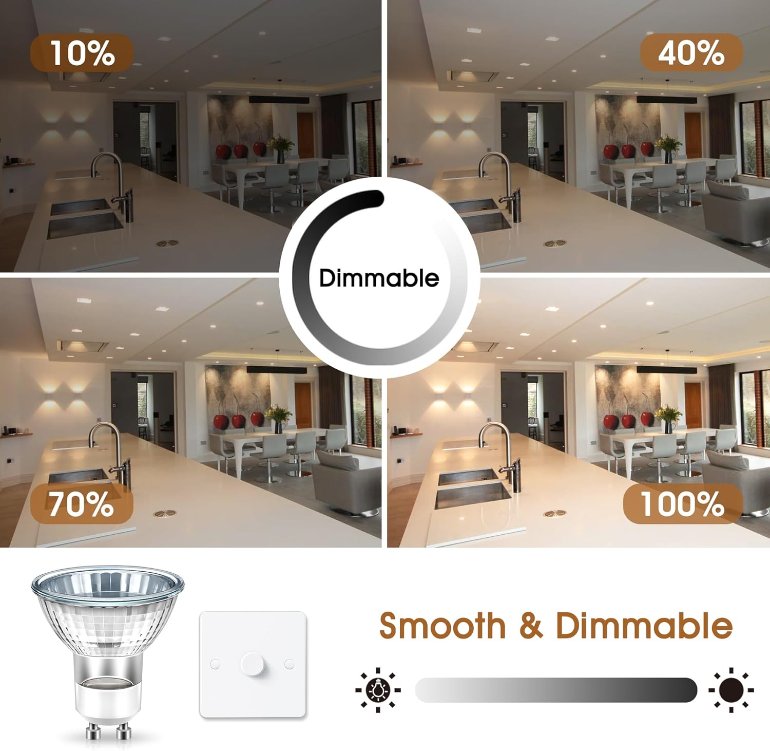 Flaspar GU10 Halogen 50W Dimmable Bulb 3 Pack