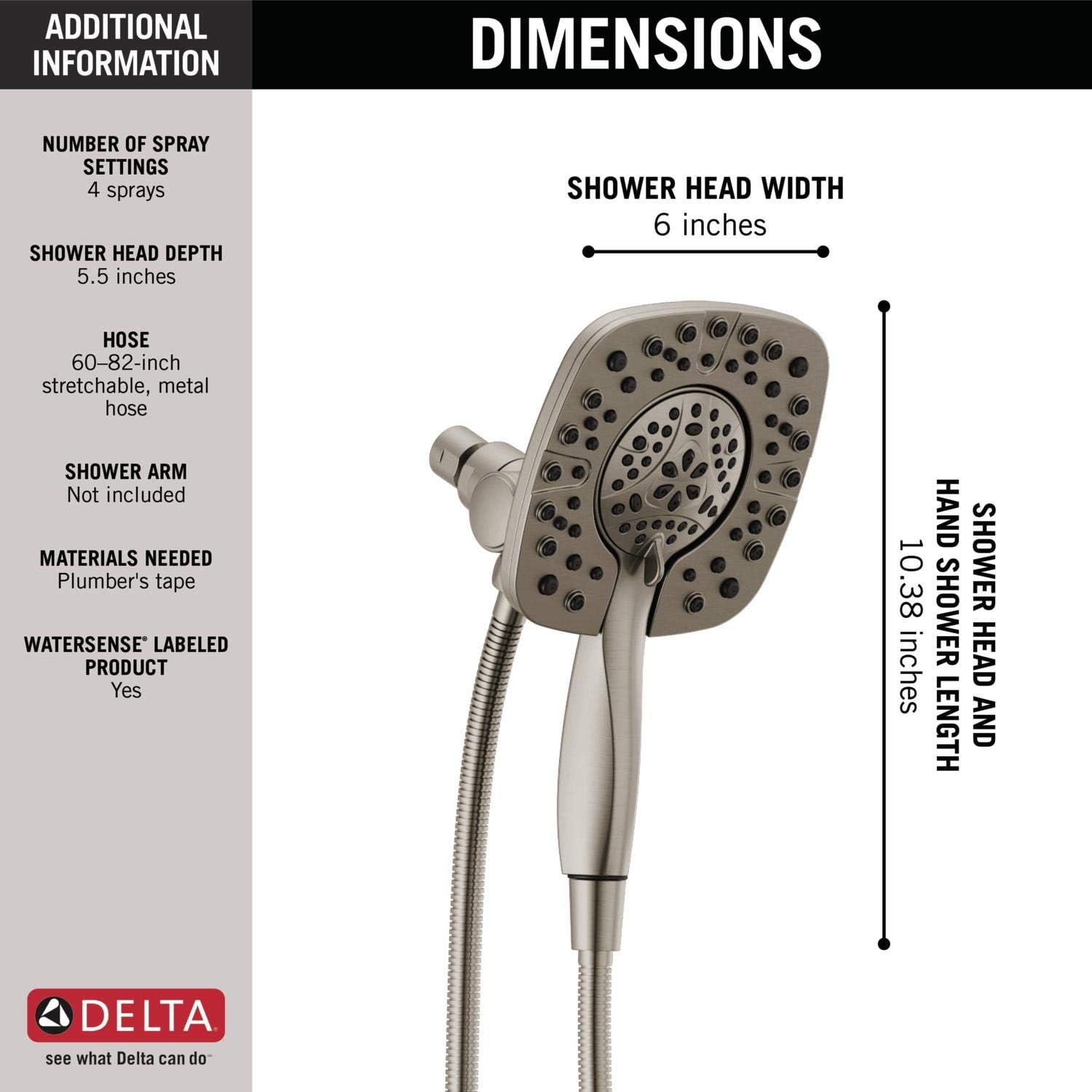 Delta In2ition Dual Shower Head with Handheld Spray Brushed Nickel