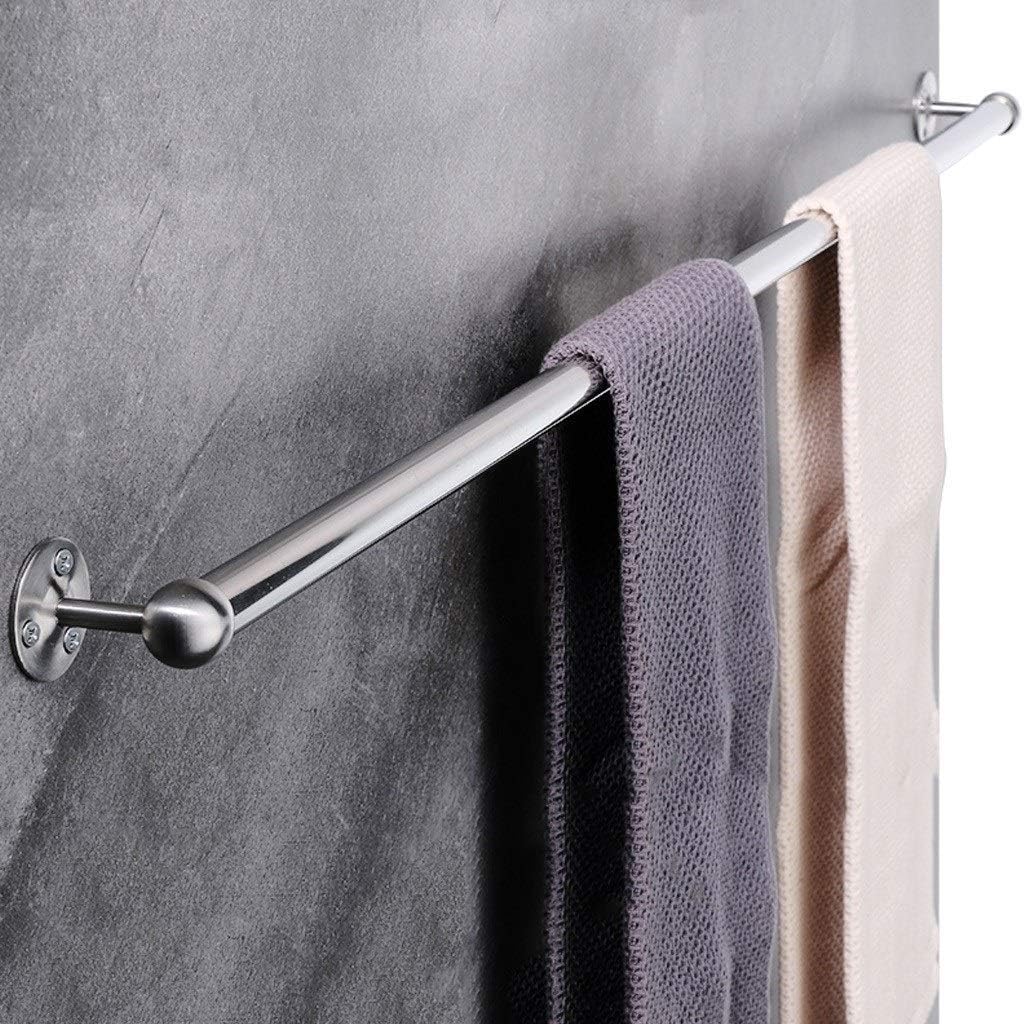BOCbco Silver Round Towel Bar 30Cm Wall Mounted