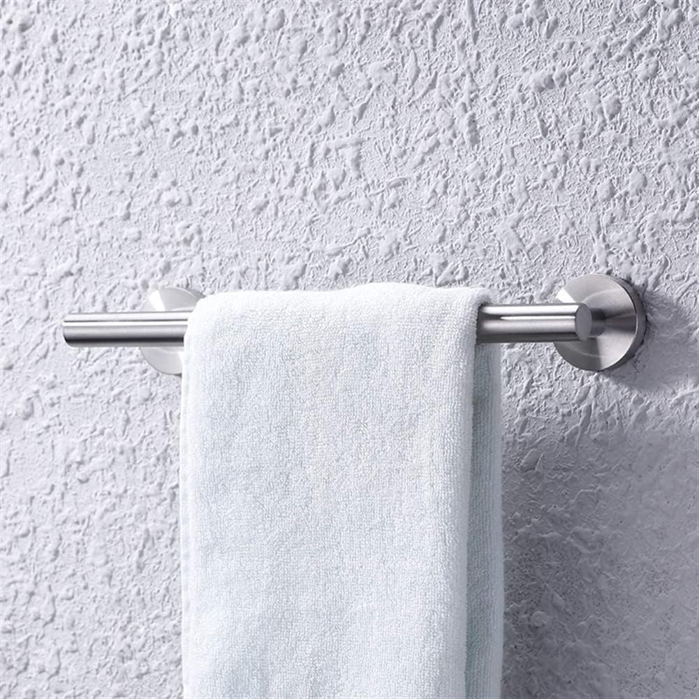 Bathroom Towel Rail Rack with Wall Mount and Hooks - Silver