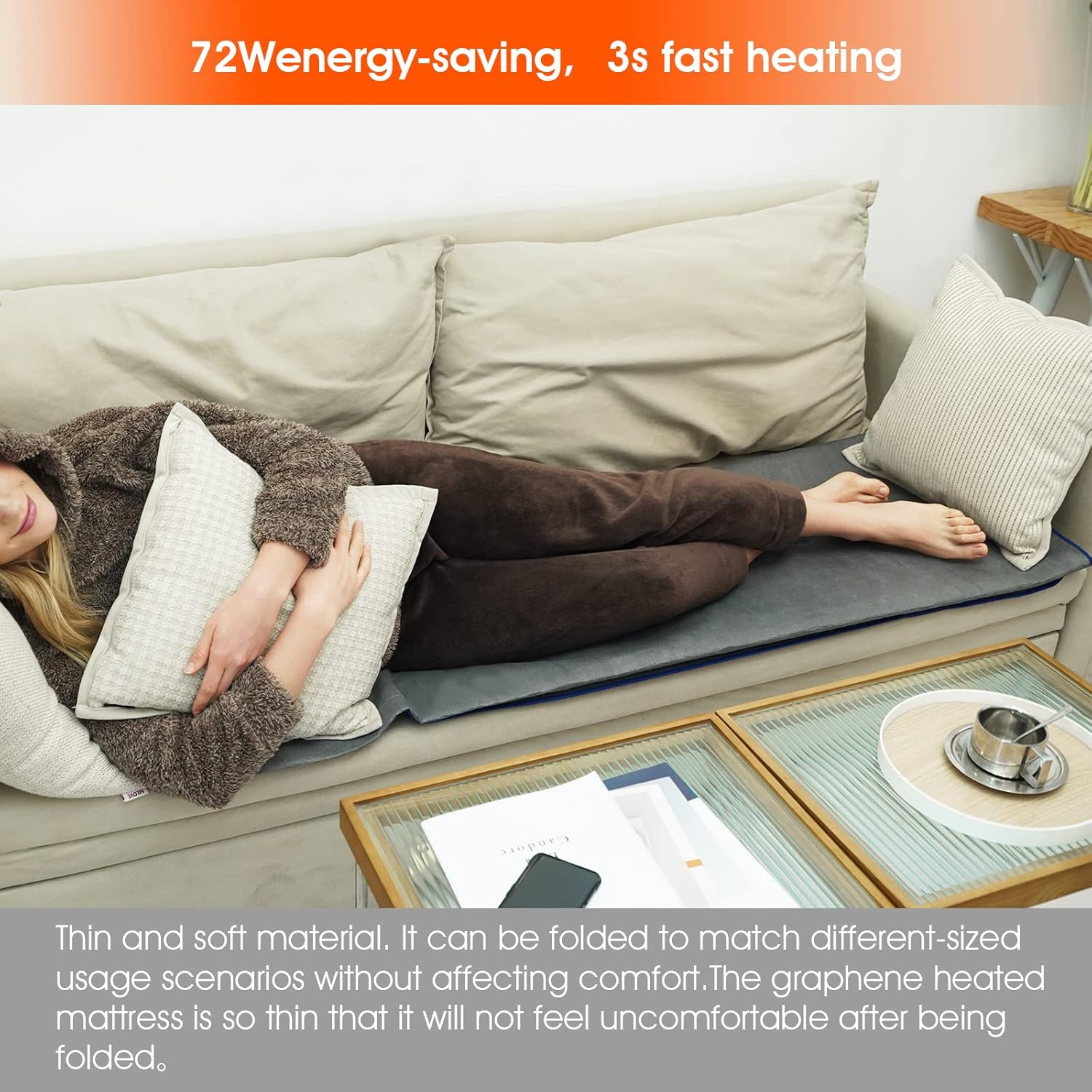 Graphene Heated Mattress Pad Queen Size 3s Rapid Heat