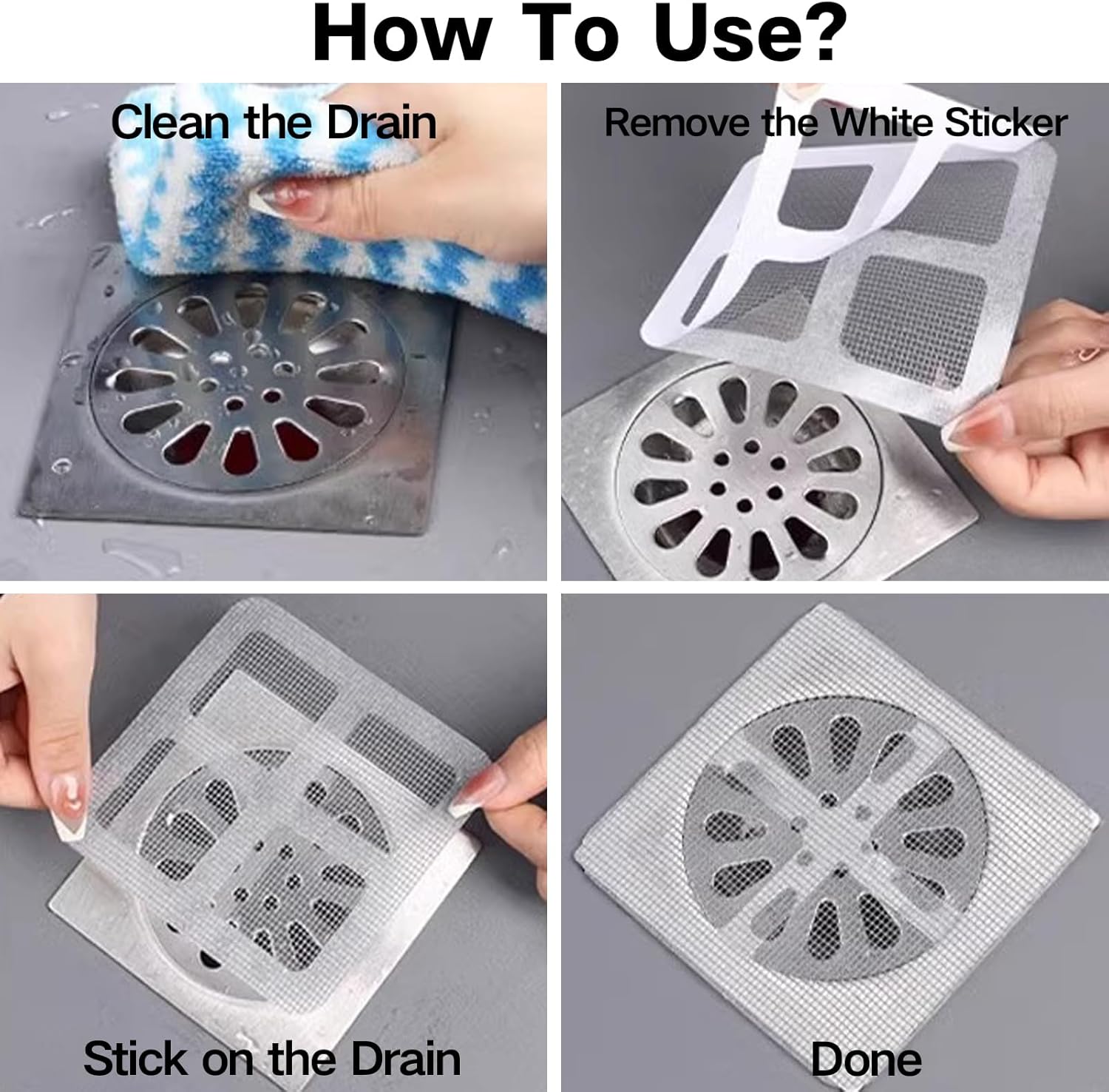 Alicacho 4x4 Inch Disposable Hair Catcher for Drains