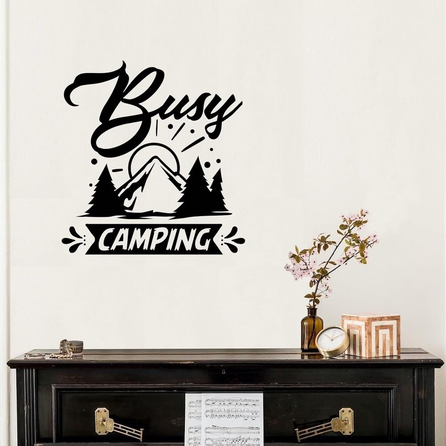 Busy Camping Bathroom Wall Sticker Reusable Decal